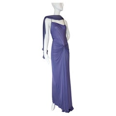 Roberto Cavalli lilac crystal embellished gown dress