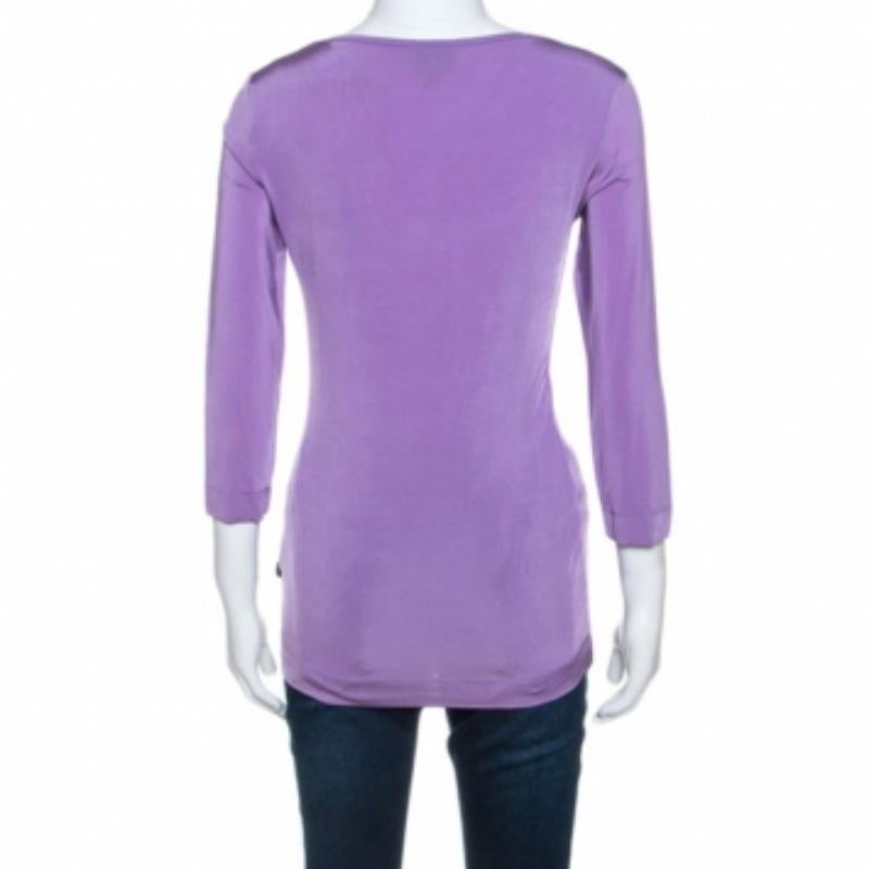 Violet Haut à col bénitier Roberto Cavalli en jersey lilas orné du logo S en vente