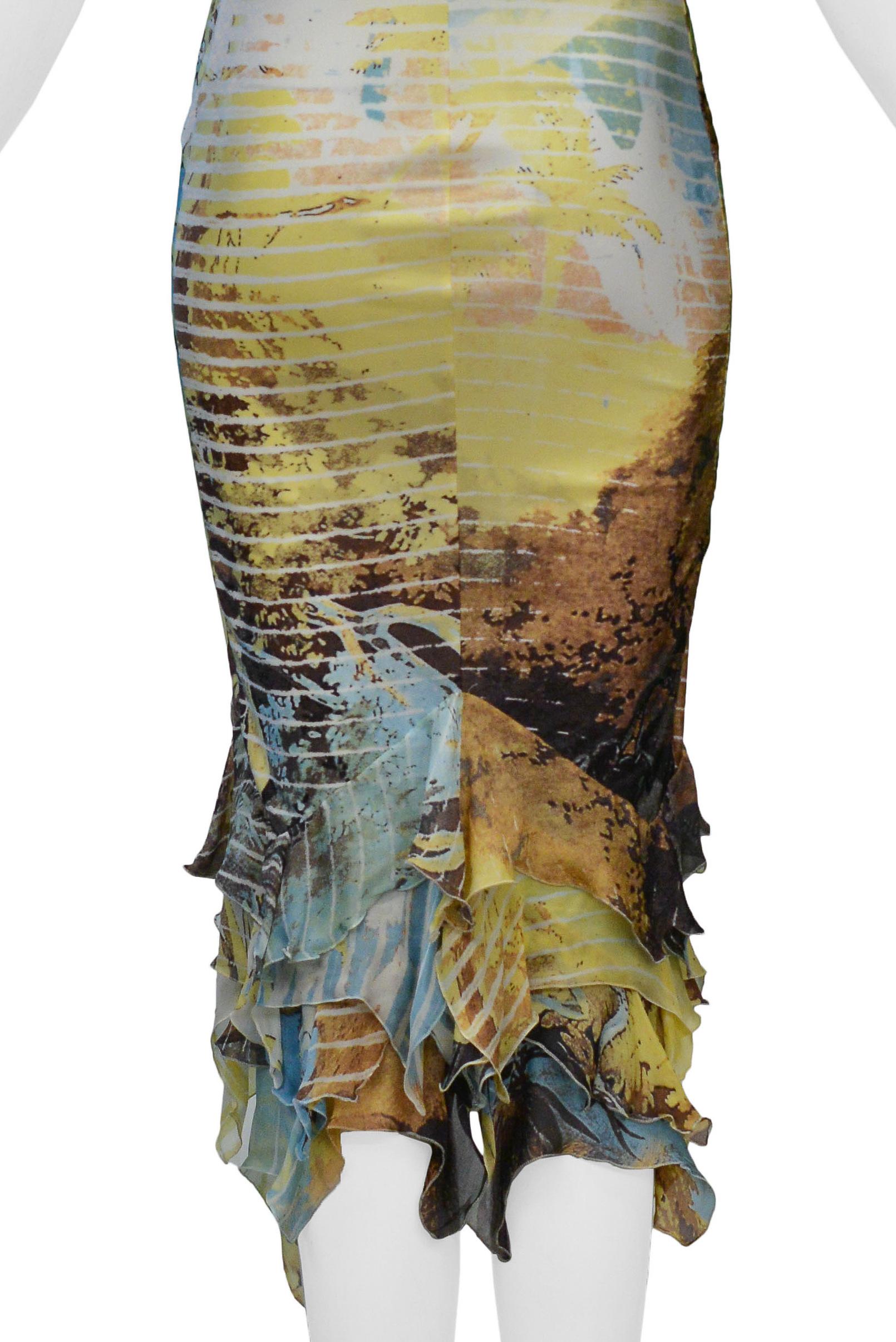 Roberto Cavalli Lion Print Dress With Chiffon Ruffles For Sale 1