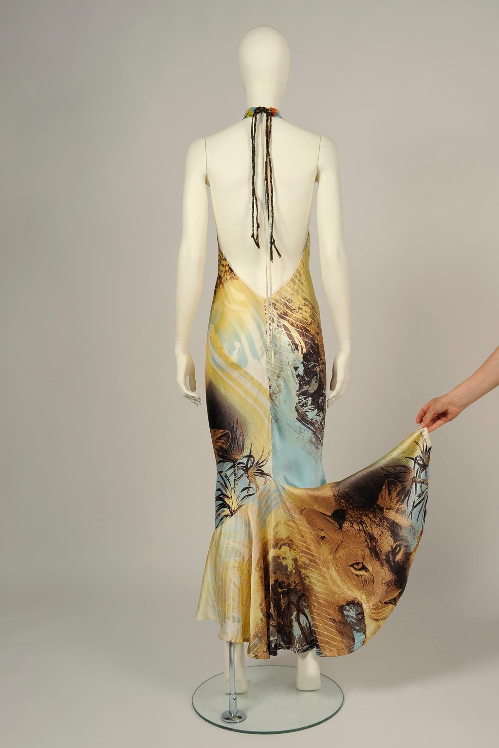 Roberto Cavalli Lion Print Halterneck Gown, Spring-Summer 2002 3
