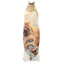 Roberto Cavalli Lion Print Slip Silk Dress, Spring-Summer 2002