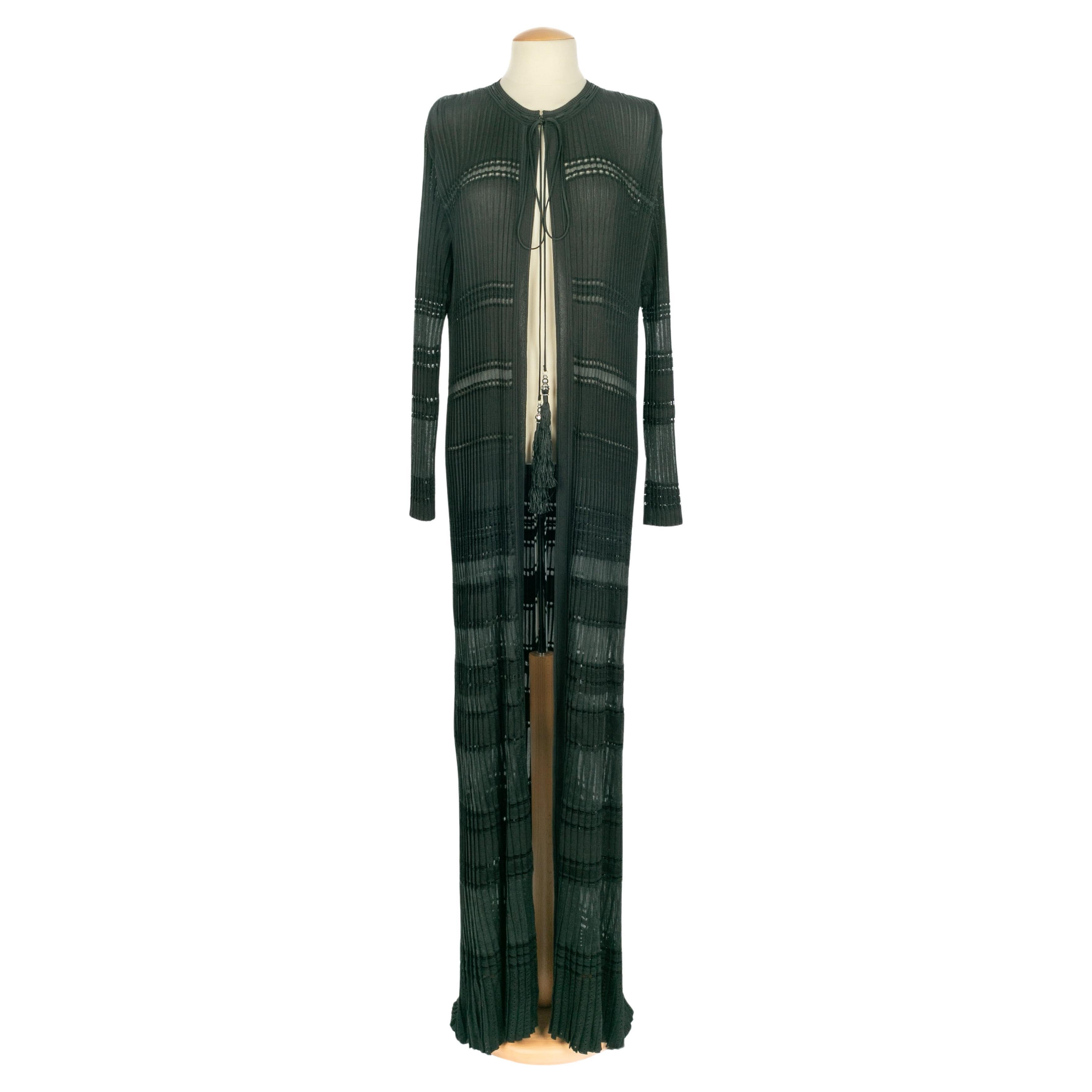 Roberto Cavalli lange schwarze Strickjacke Frühjahr 2015 im Angebot