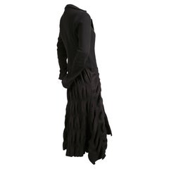 ROBERTO CAVALLI long black coat with puckered wool fabric