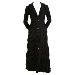 ROBERTO CAVALLI - Manteau long noir avec tissu de laine froncé