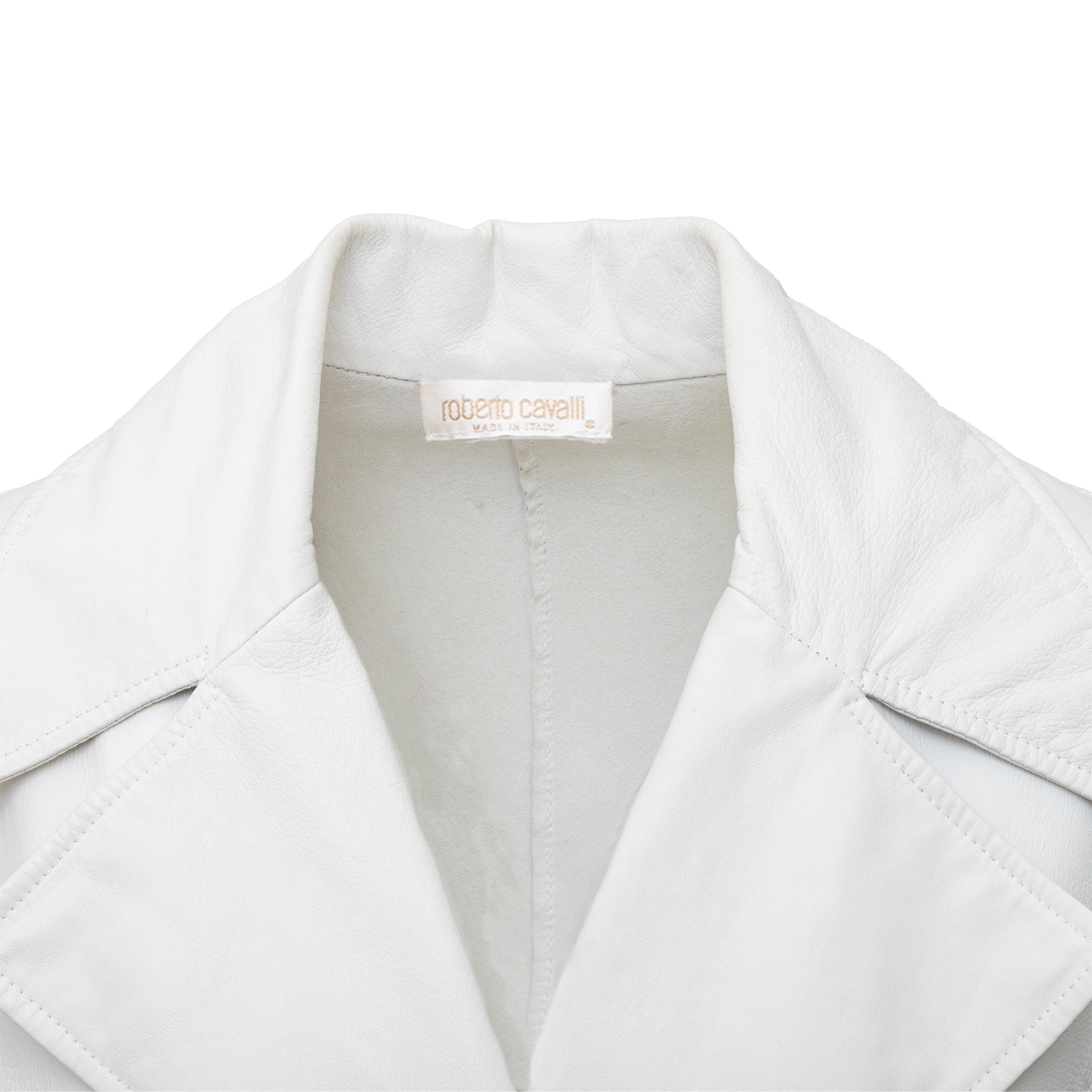 Gray Roberto Cavalli Long Leather Jacket - '00s For Sale