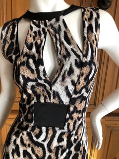 Roberto Cavalli Long Leopard Dress with Cut Outs for Just Cavalli