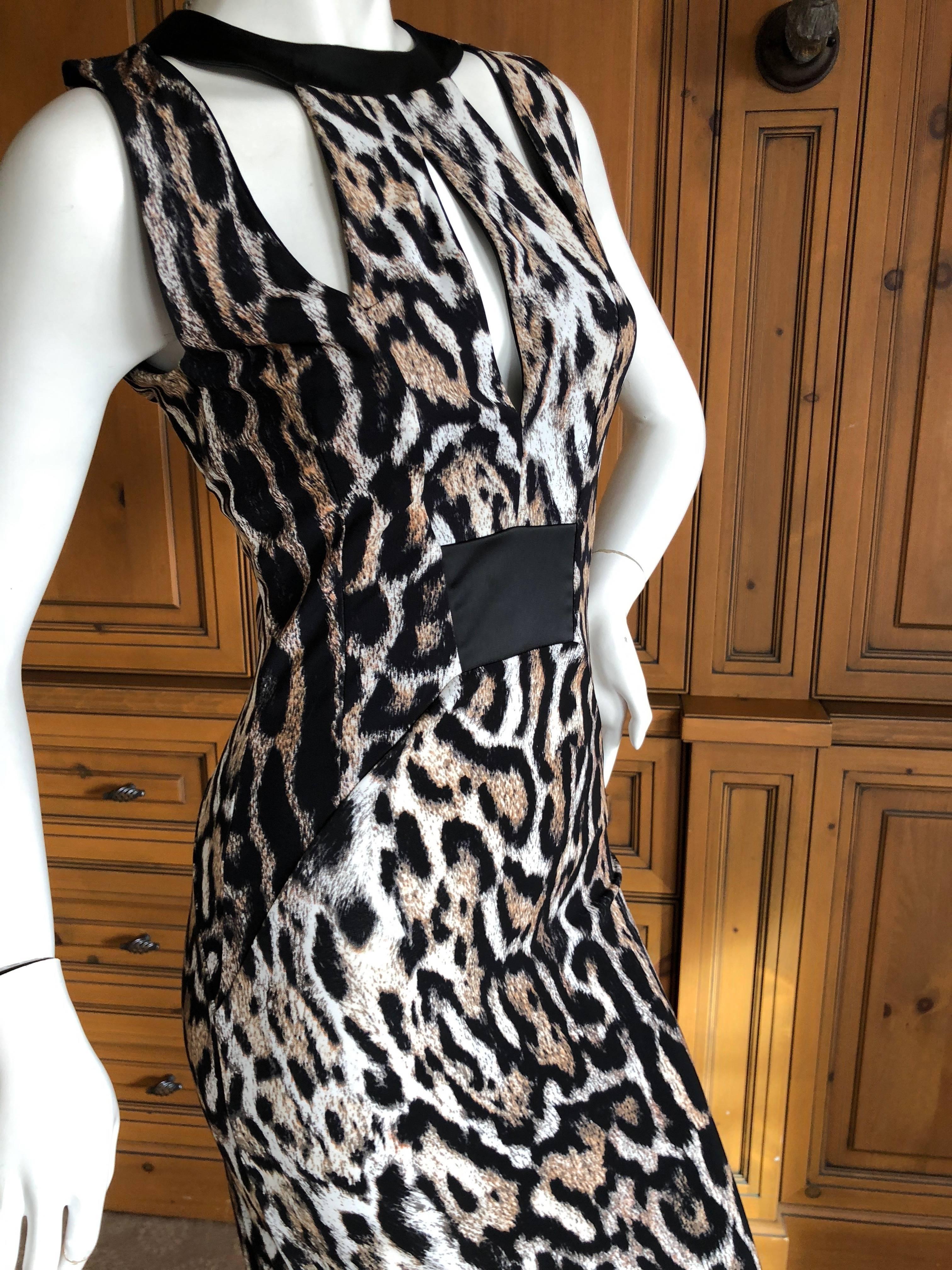 Roberto Cavalli Long Leopard Dress with Cut Outs for Just Cavalli In Excellent Condition For Sale In Cloverdale, CA