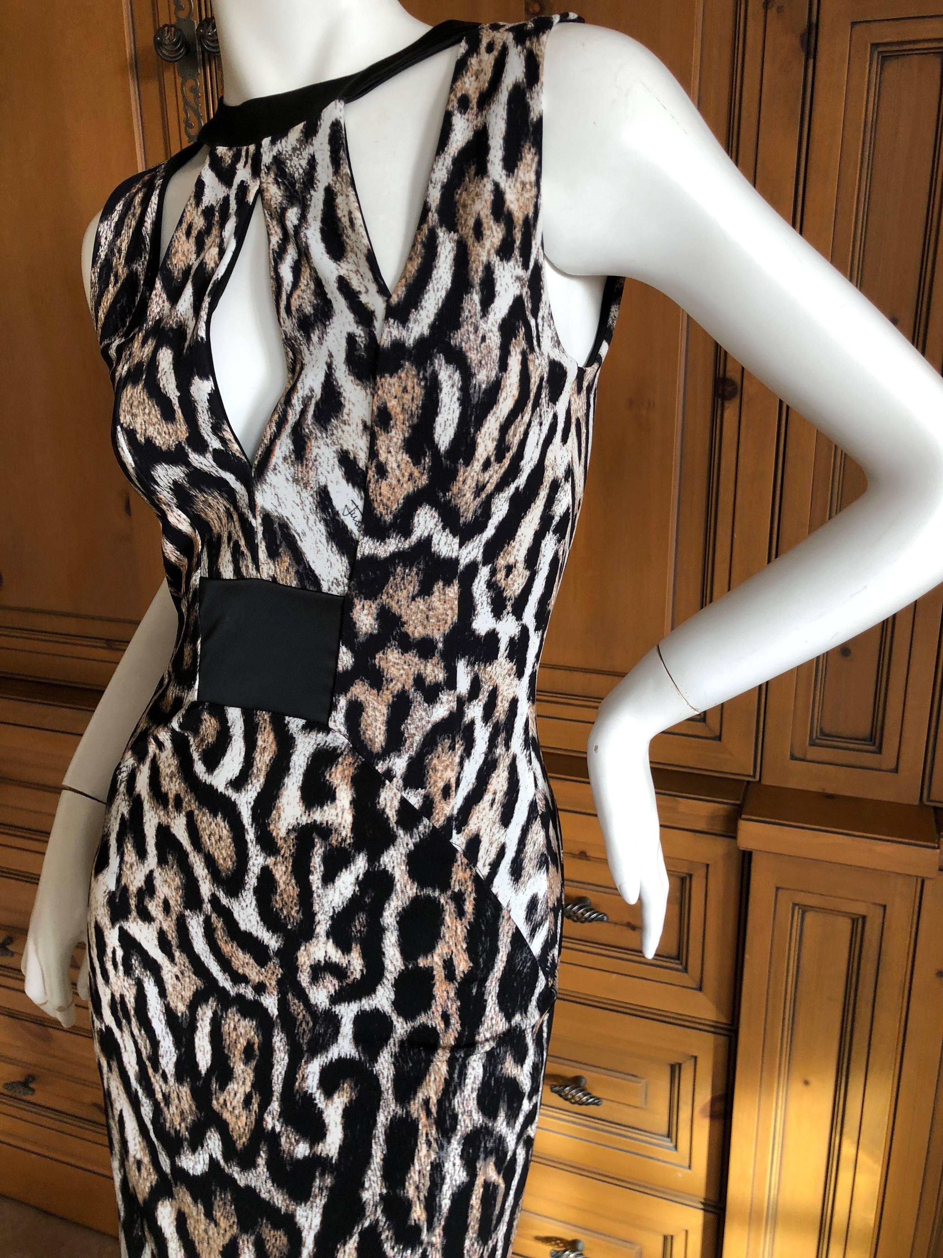 Roberto Cavalli Long Leopard Dress with Cut Outs for Just Cavalli In Excellent Condition In Cloverdale, CA