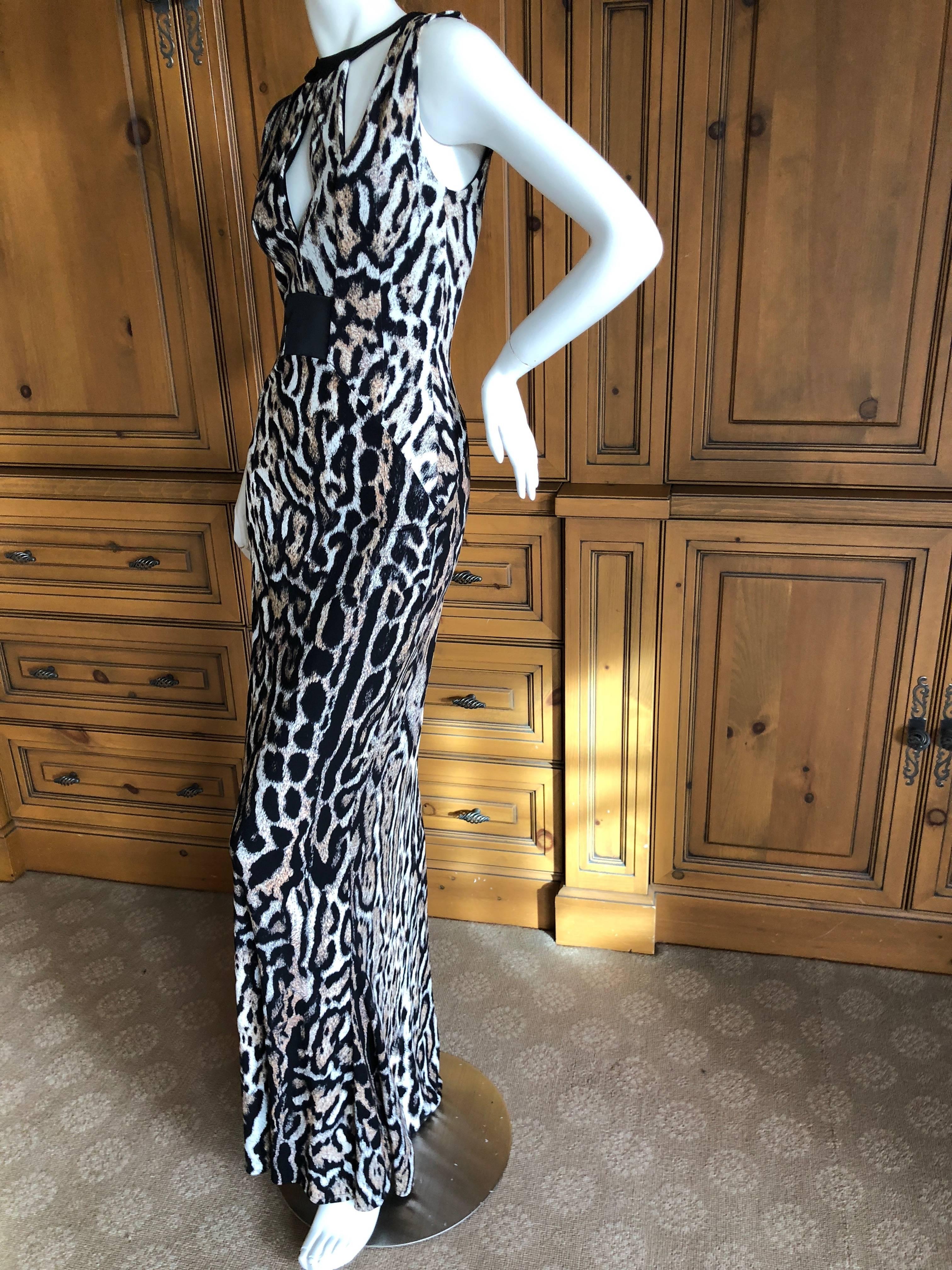 Roberto Cavalli Long Leopard Dress with Cut Outs for Just Cavalli For Sale 3