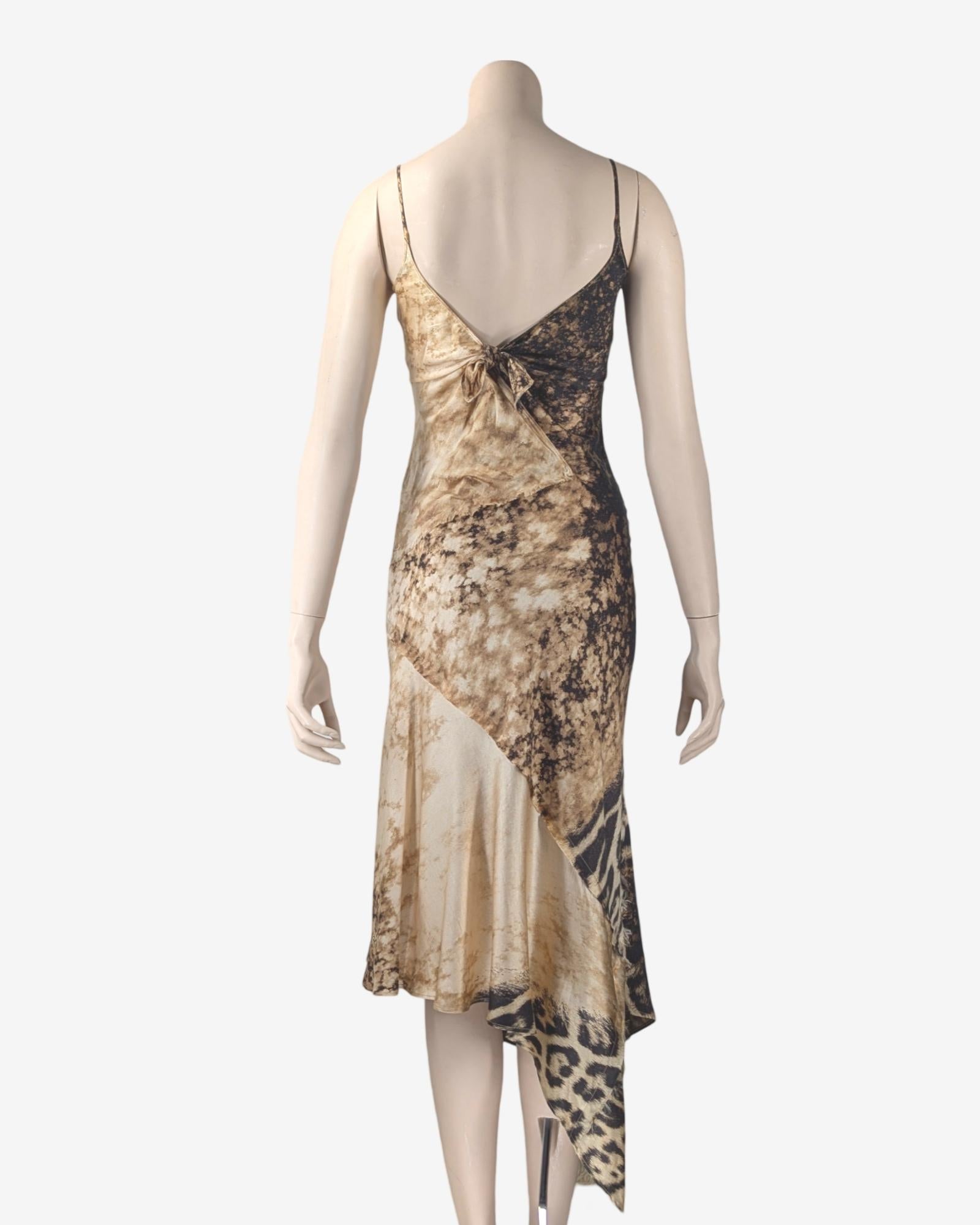 Roberto Cavalli, robe longue en soie en forme de guépard, automne-hiver 2001 en vente 1