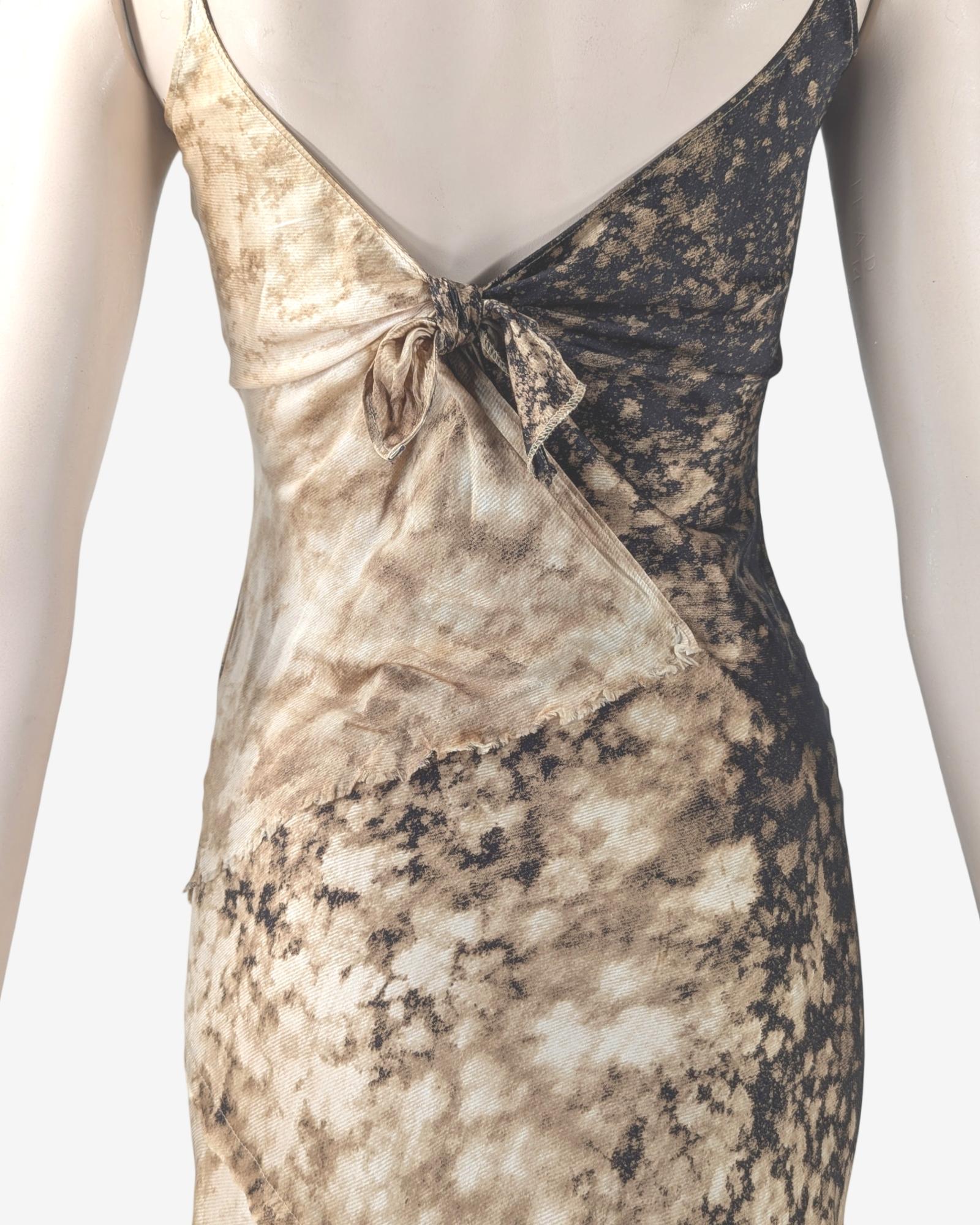 Roberto Cavalli, robe longue en soie en forme de guépard, automne-hiver 2001 en vente 2