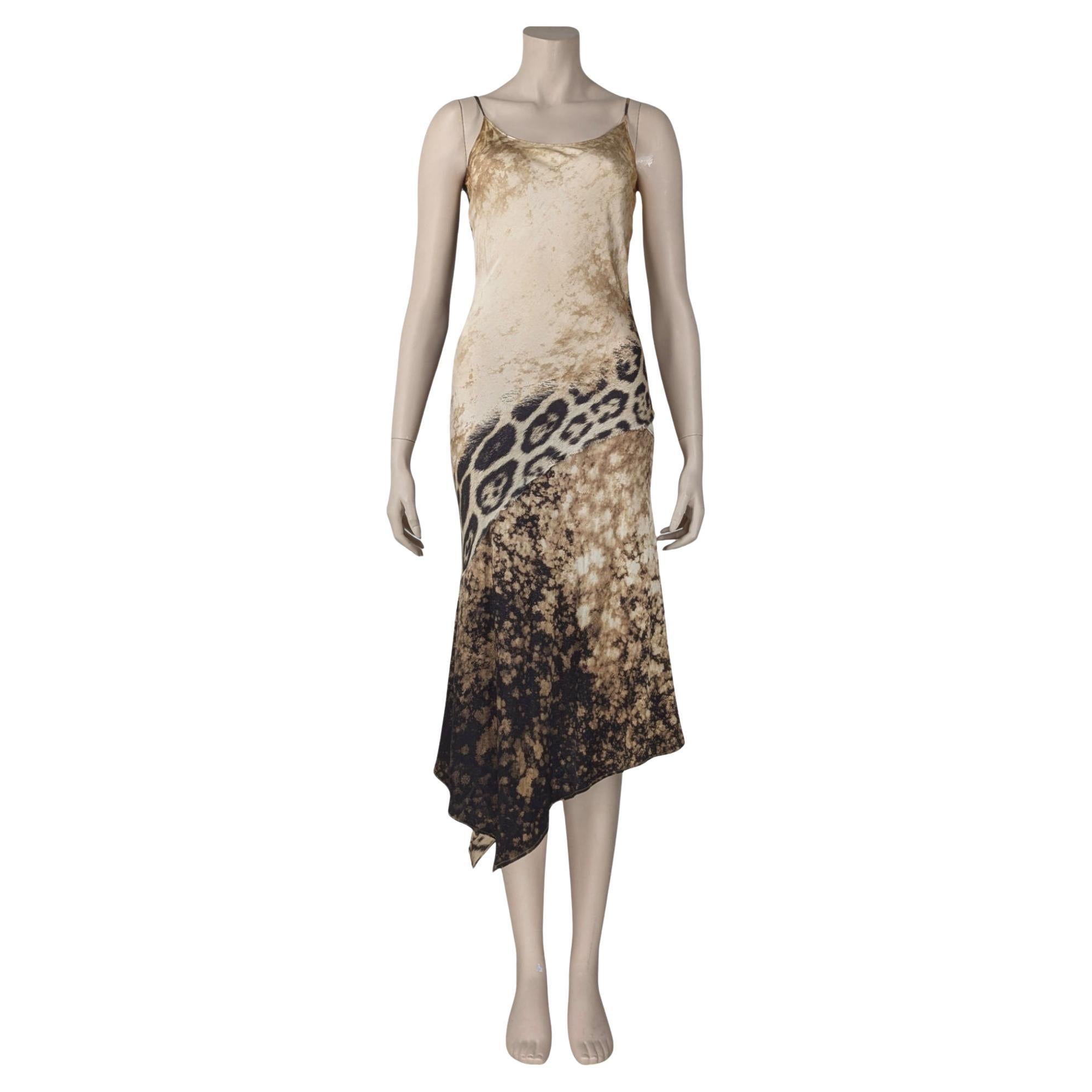 Roberto Cavalli, robe longue en soie en forme de guépard, automne-hiver 2001