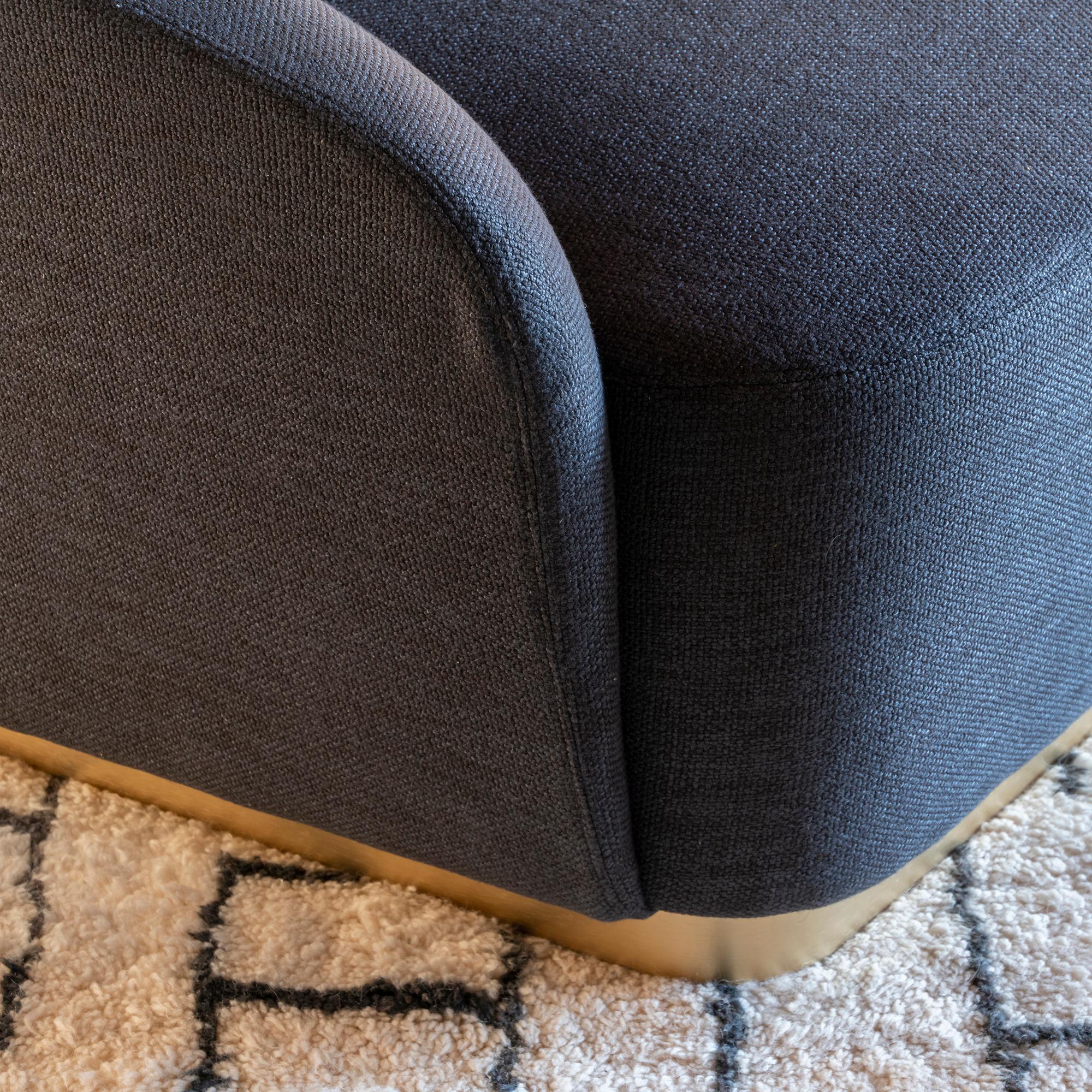 Roberto Cavalli Lounge Sofa, Grey Fabric, Brushed Brass Base, Italy, 2016 2