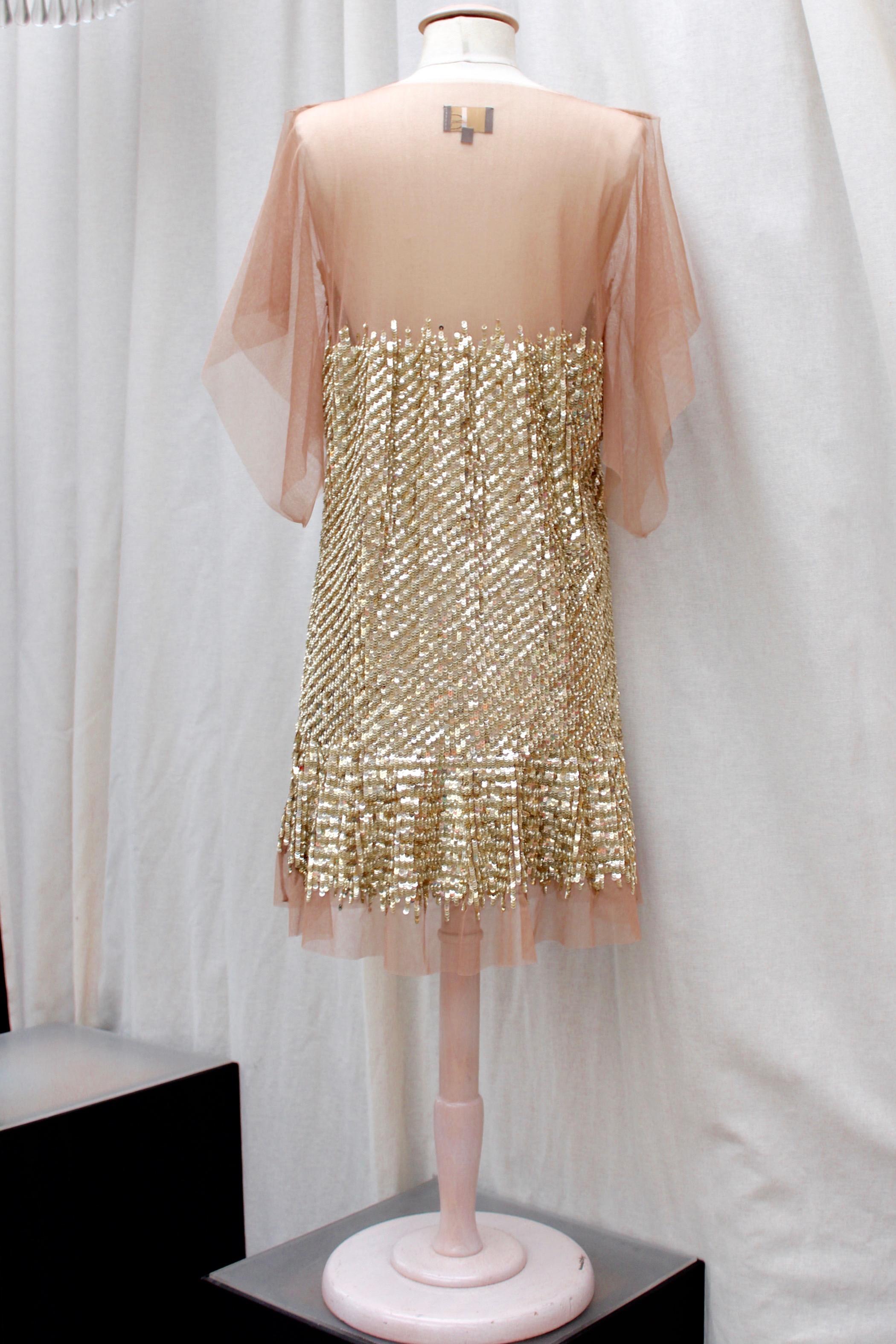 Brown Roberto Cavalli lovely evening dress with golden sequins, 2010’s For Sale