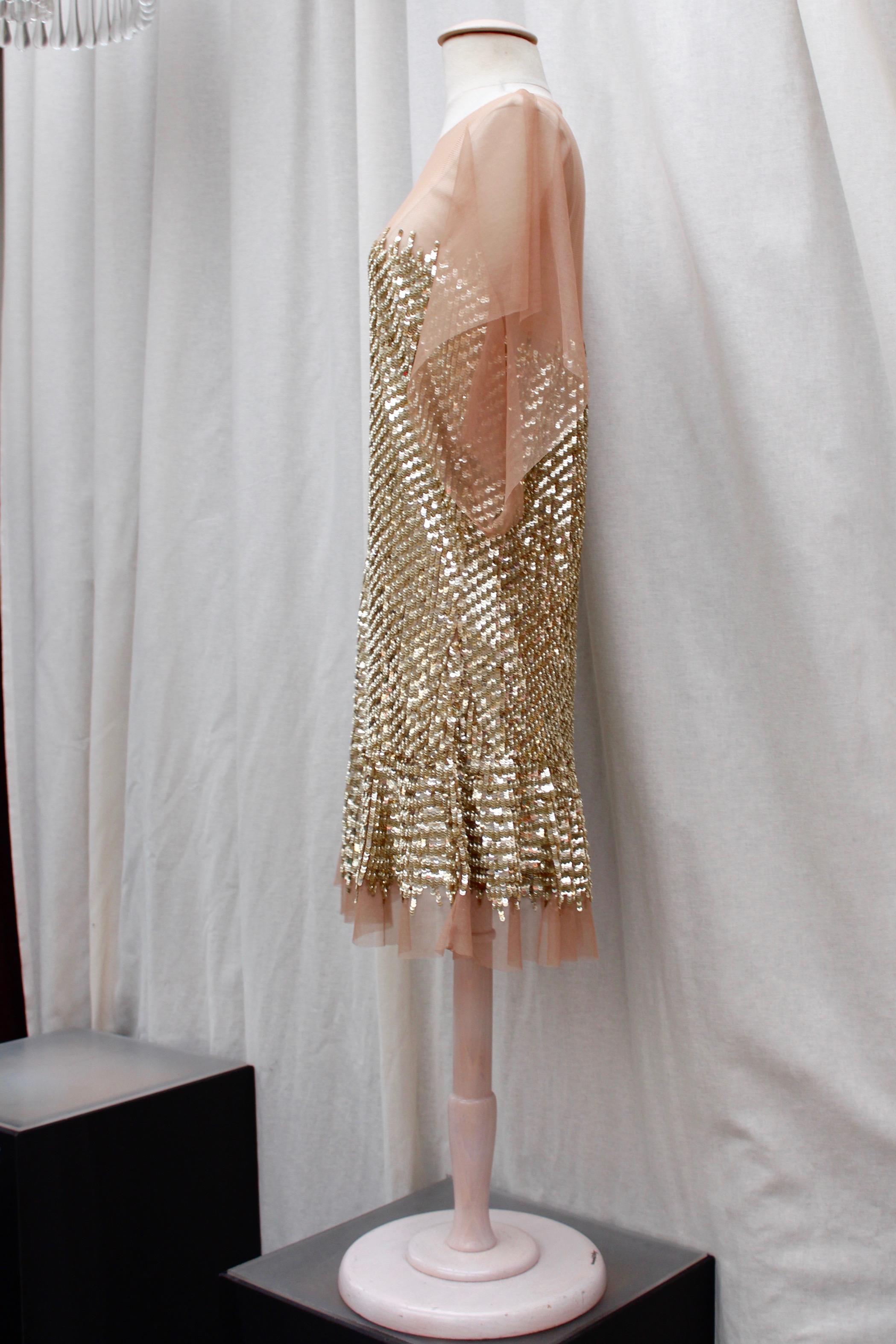 Roberto Cavalli lovely evening dress with golden sequins, 2010’s In Excellent Condition For Sale In Paris, FR