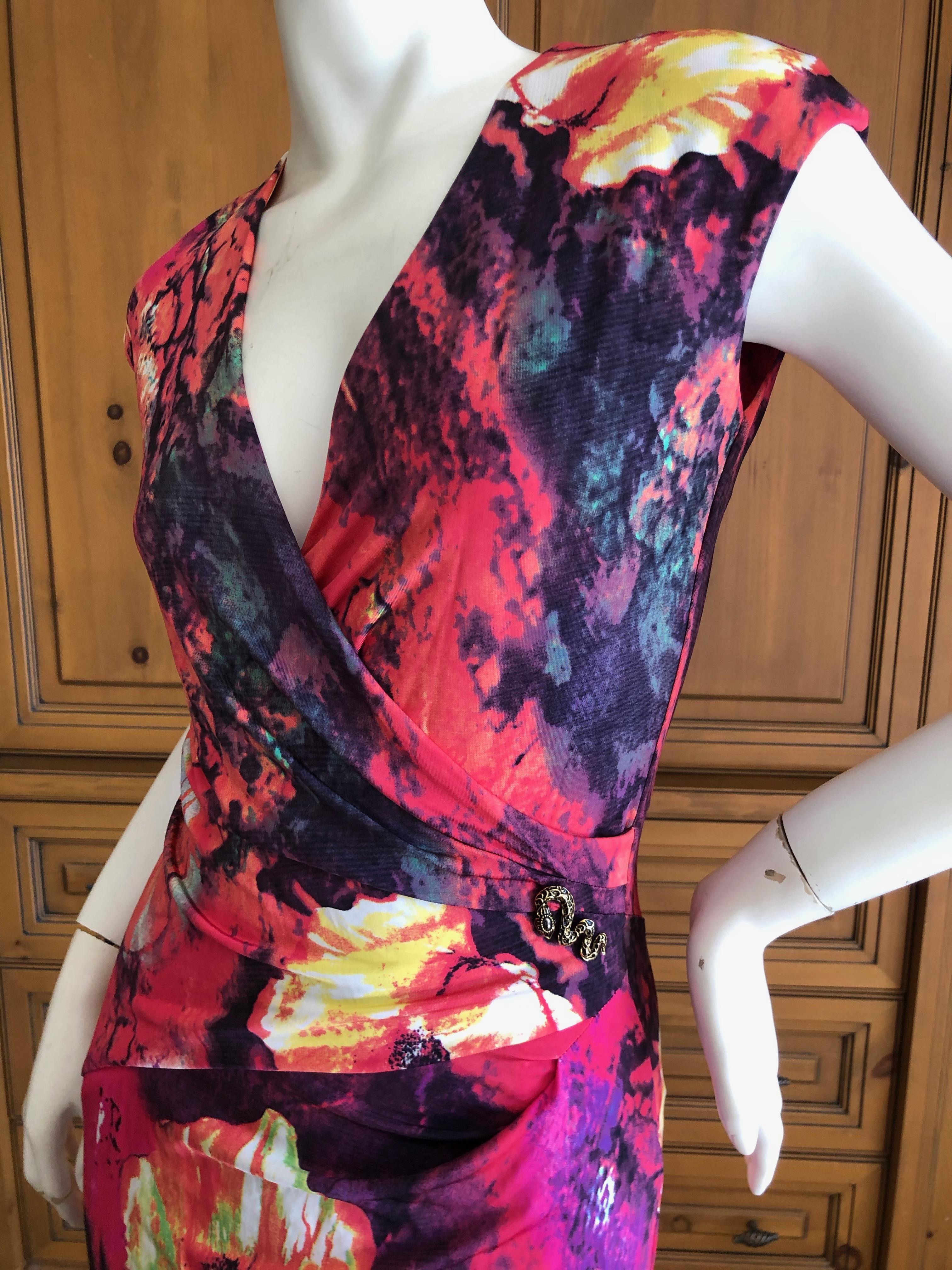 Women's Roberto Cavalli Low Cut Floral VIntage Evening Dress For Sale