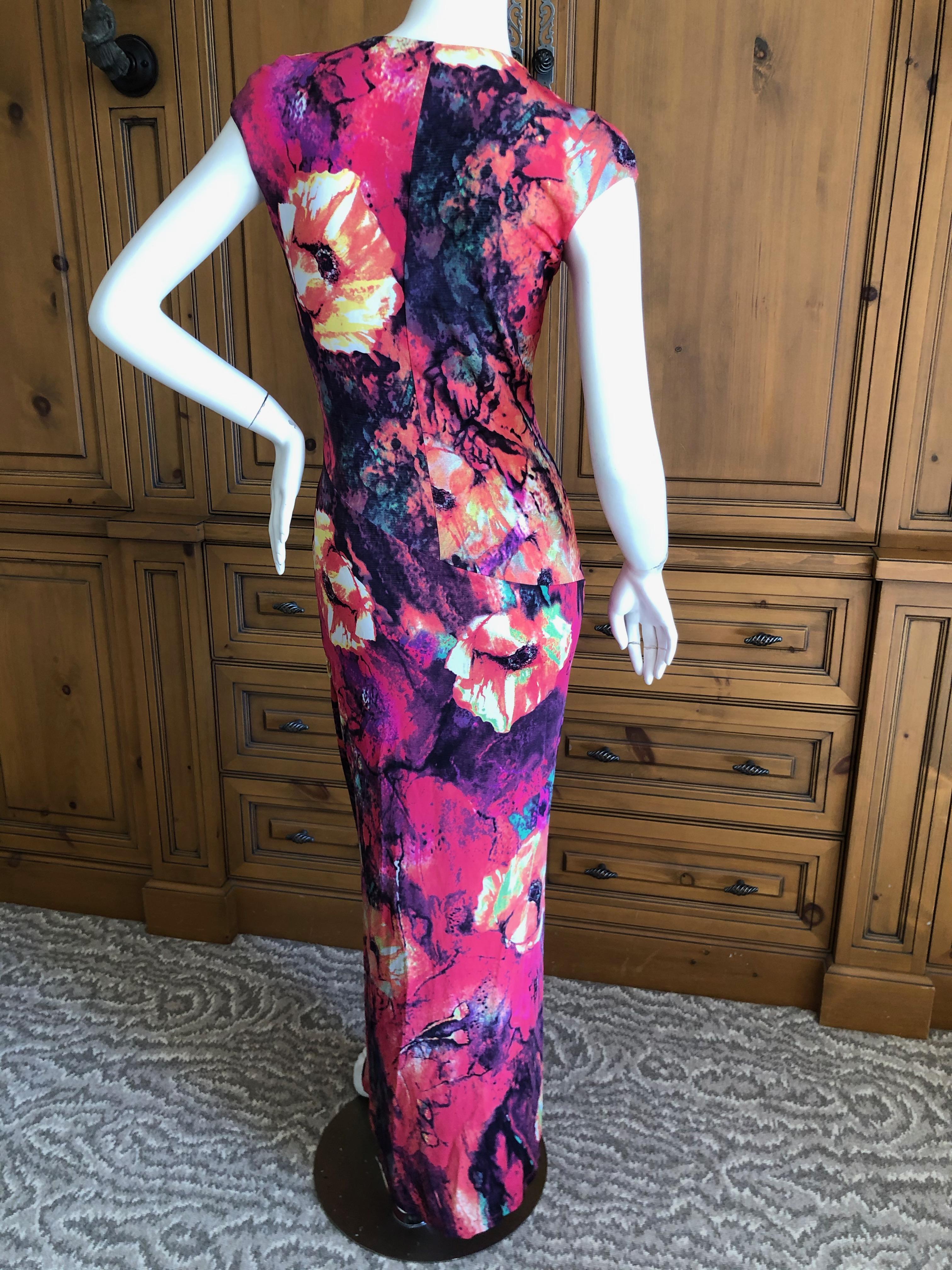 Roberto Cavalli Low Cut Floral VIntage Evening Dress For Sale 2