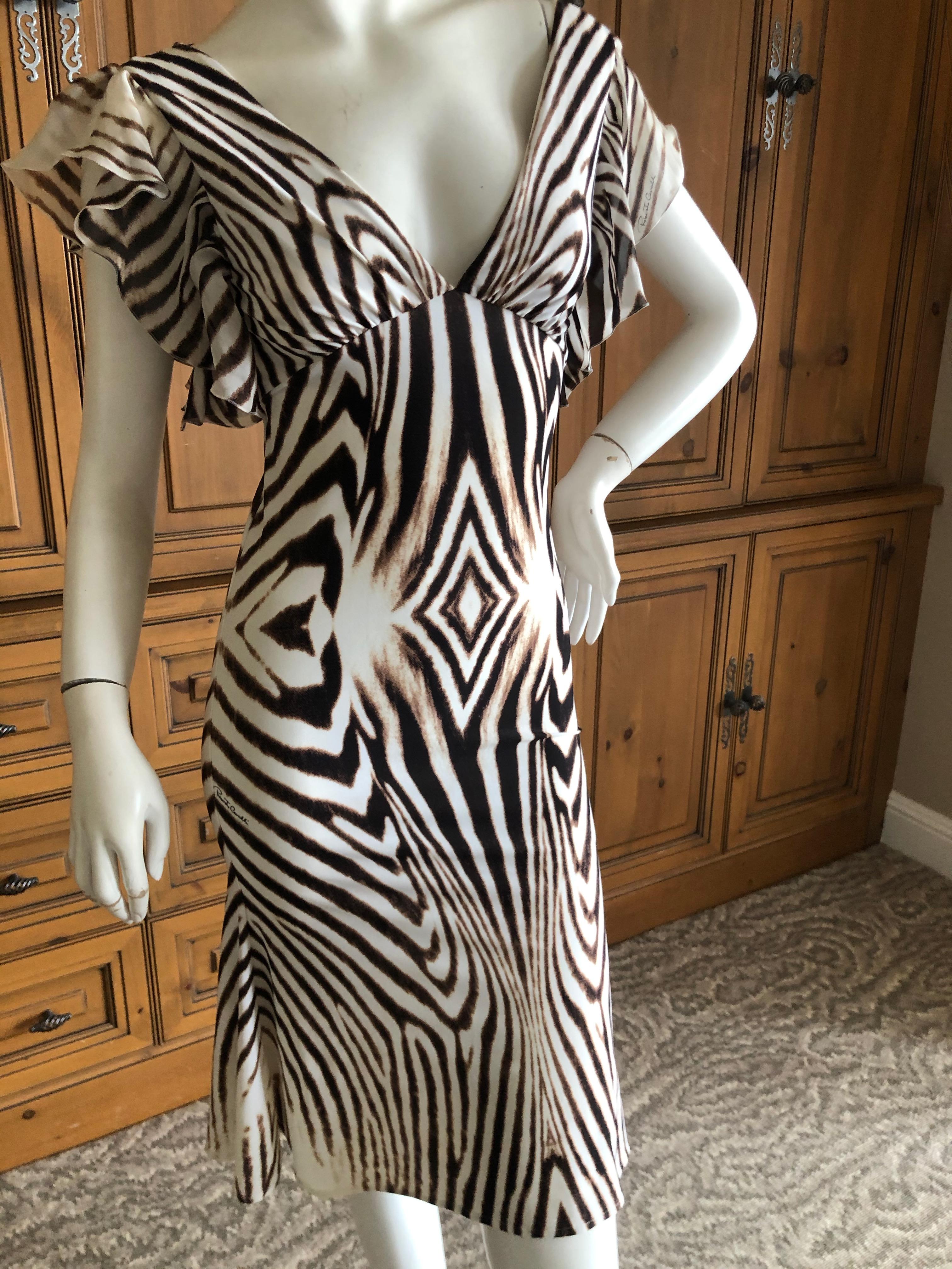Women's or Men's Roberto Cavalli Low Cut Vintage Zebra Stripe Cocktail Dress For Sale