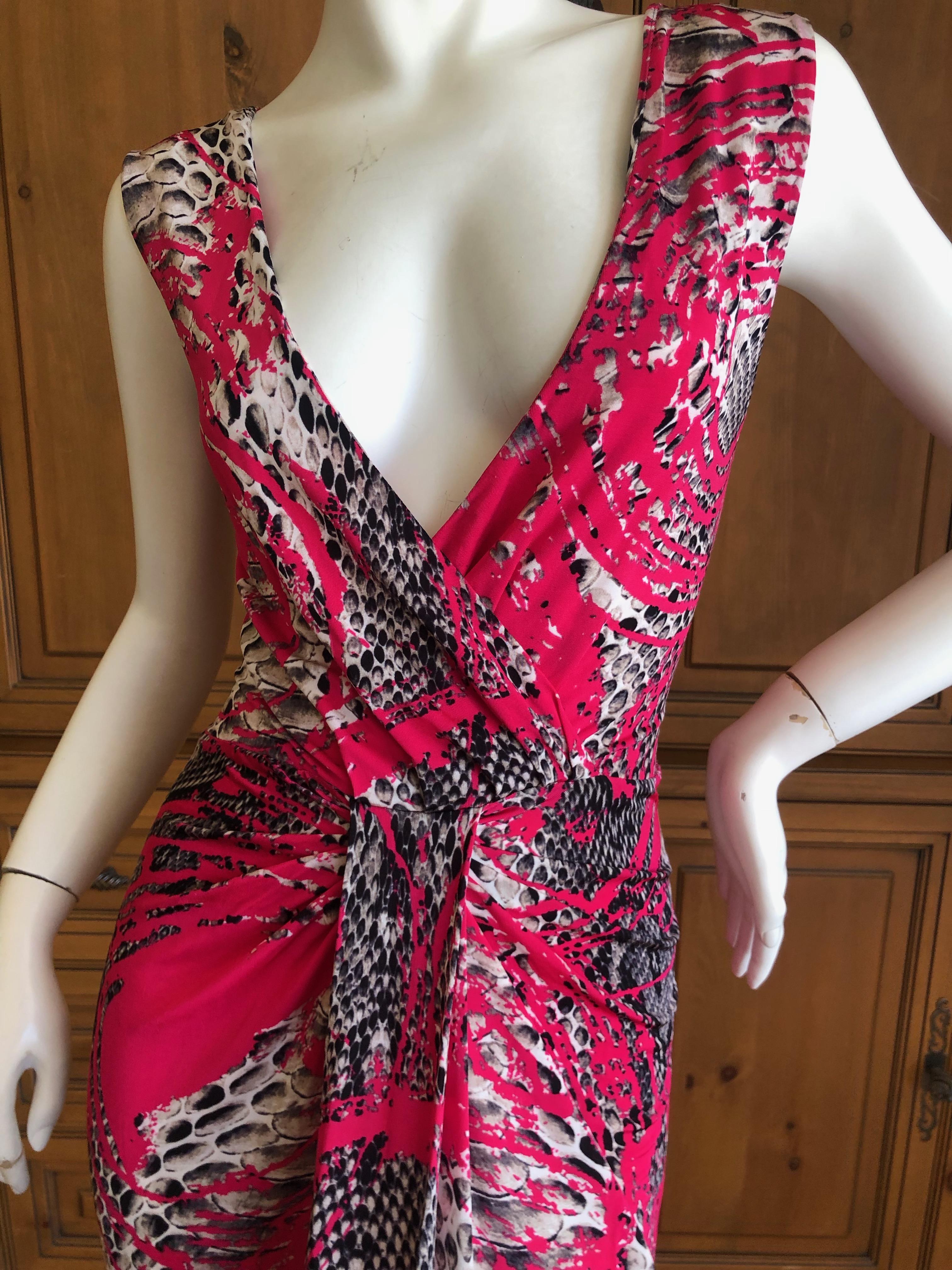 Roberto Cavalli Low Cut Zebra Pattern Evening Dress for Just Cavalli In Excellent Condition For Sale In Cloverdale, CA