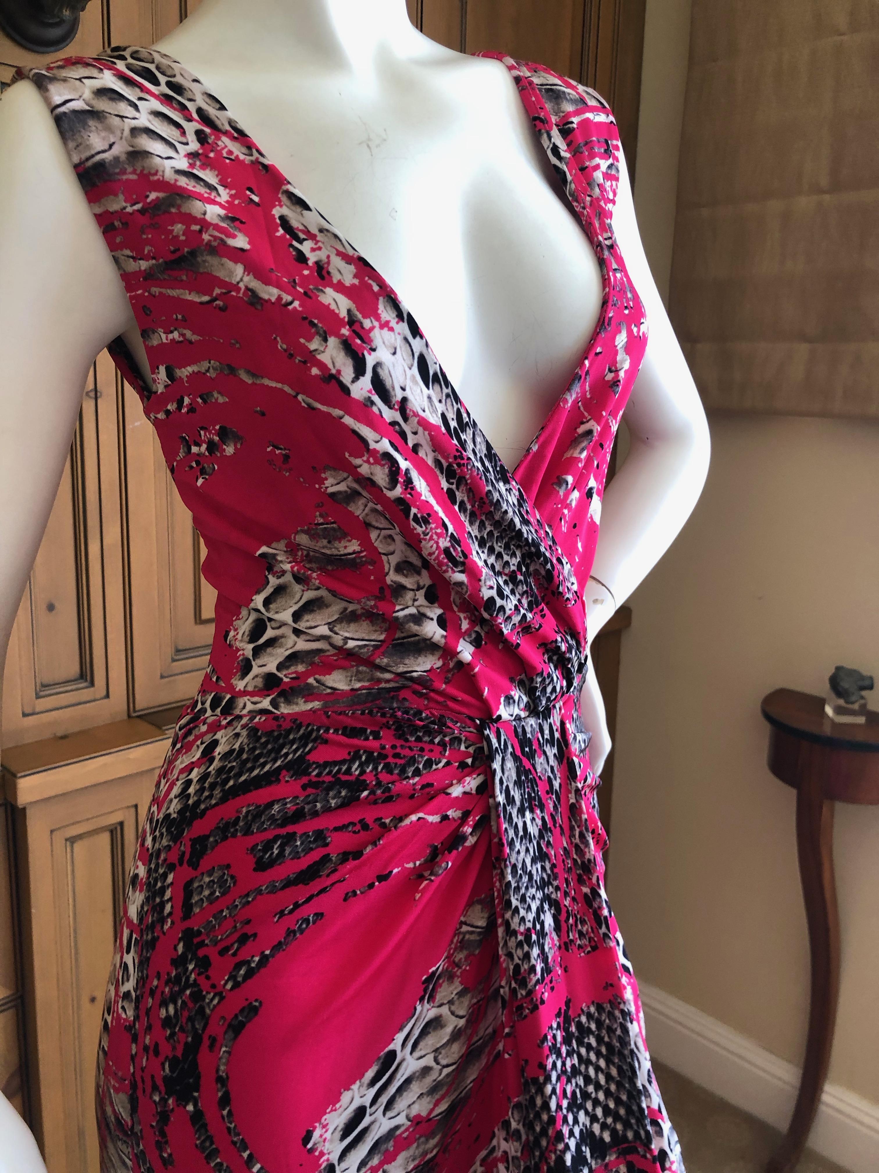Roberto Cavalli Low Cut Zebra Pattern Evening Dress for Just Cavalli For Sale 2