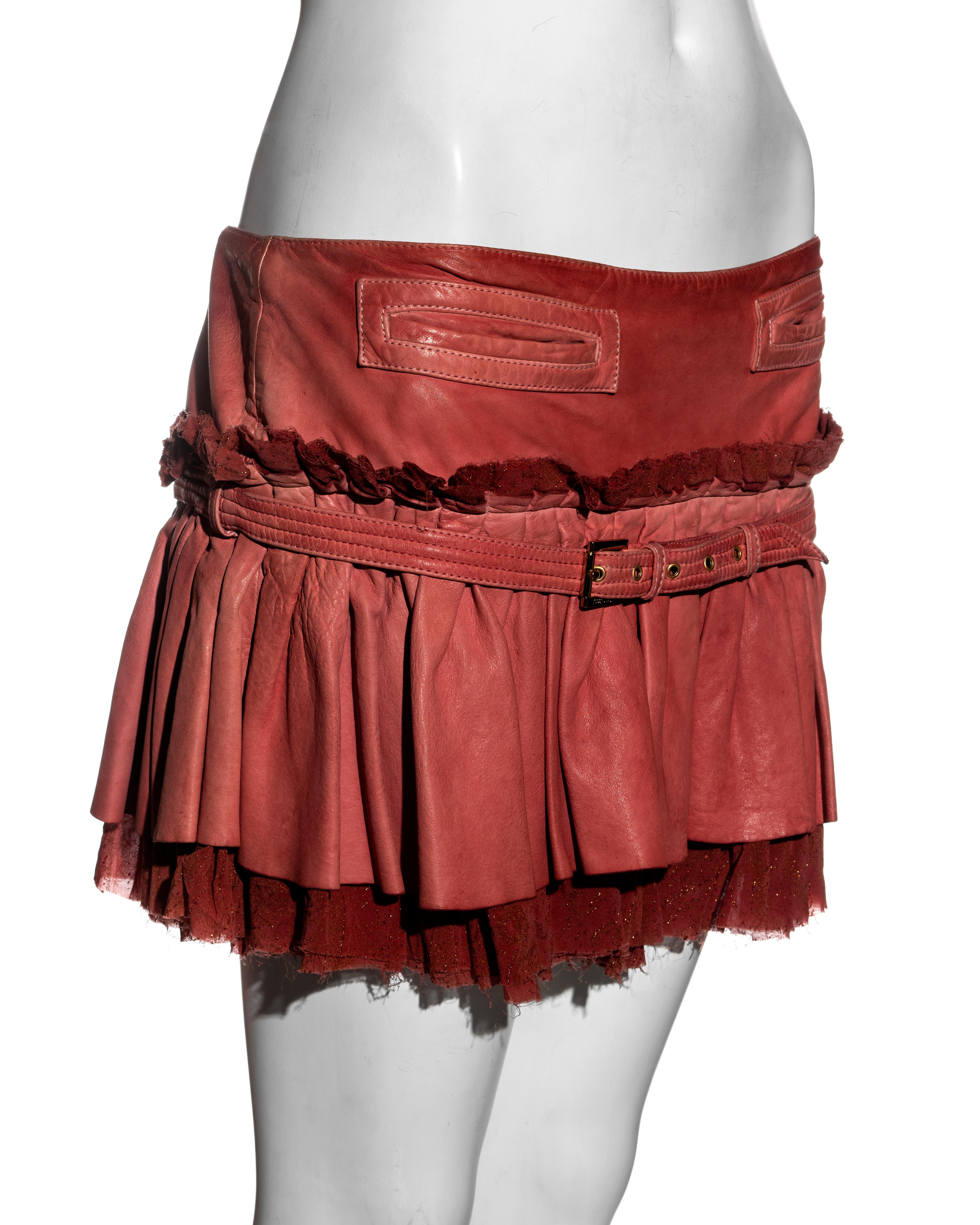 red low rise skirt