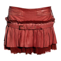 Roberto Cavalli low-rise pleated leather mini skirt, fw 2004