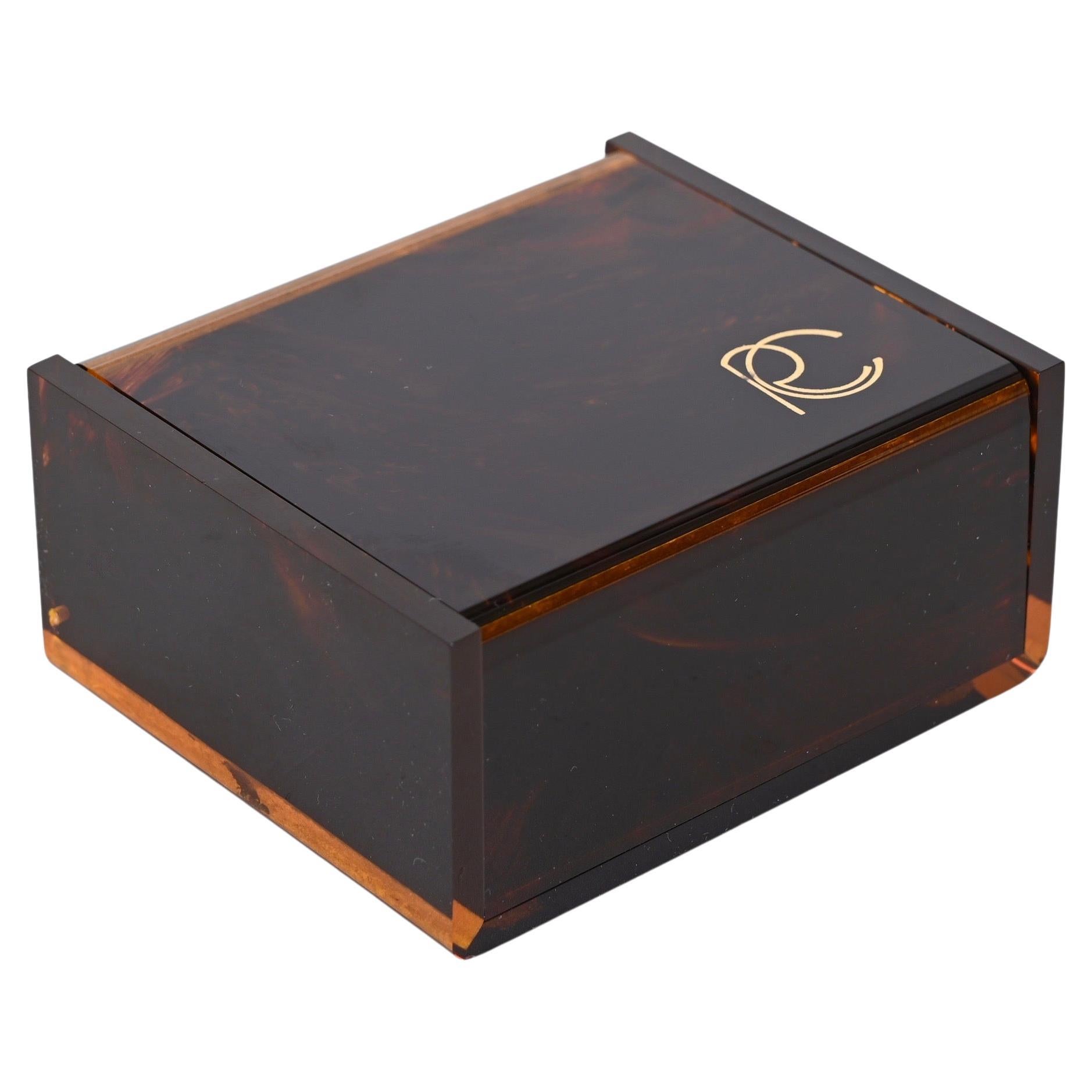Roberto Cavalli Lucite Jewelry Box with Tortoise Effect, Italy, 1970s For Sale 6