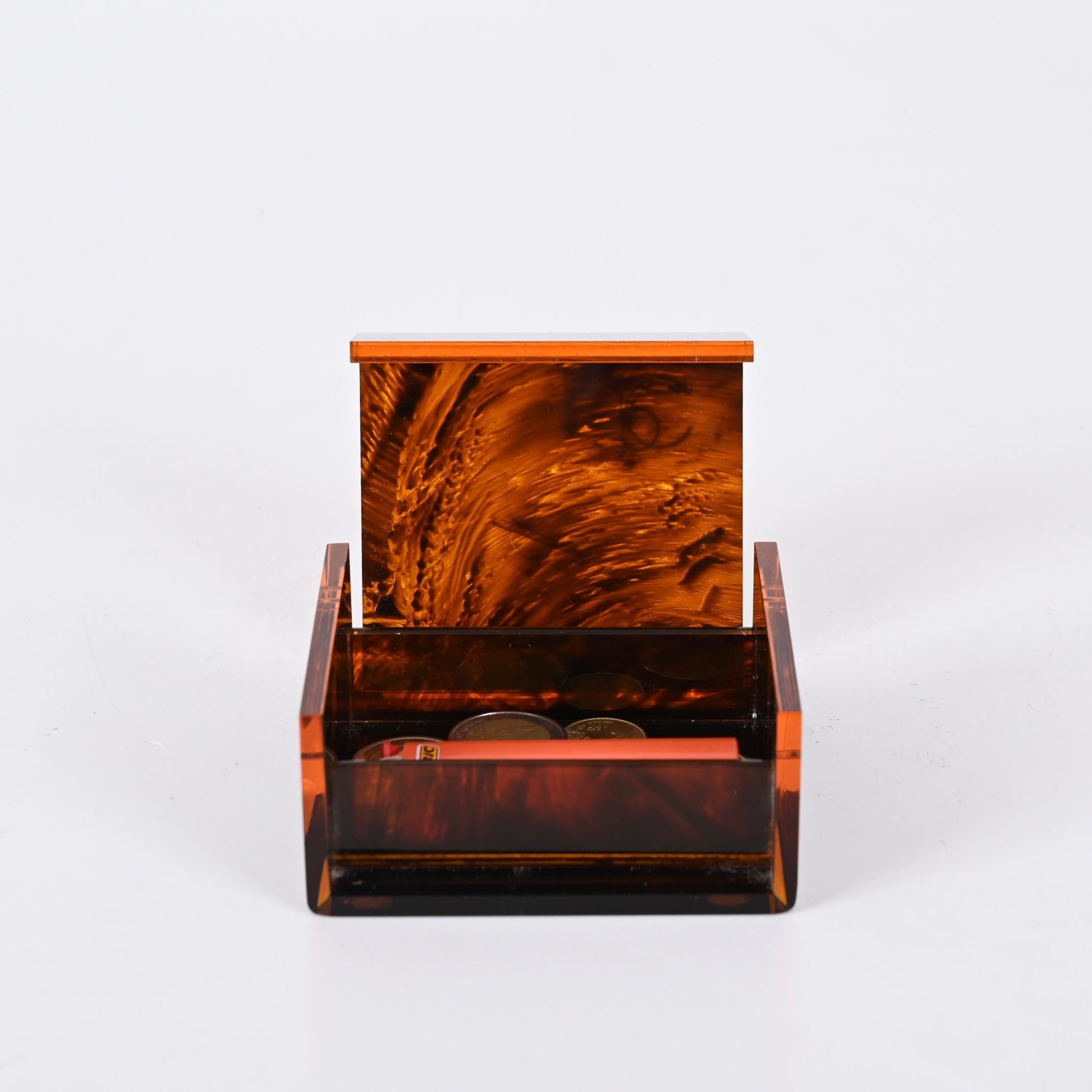 Roberto Cavalli Lucite Jewelry Box with Tortoise Effect, Italy, 1970s For Sale 8