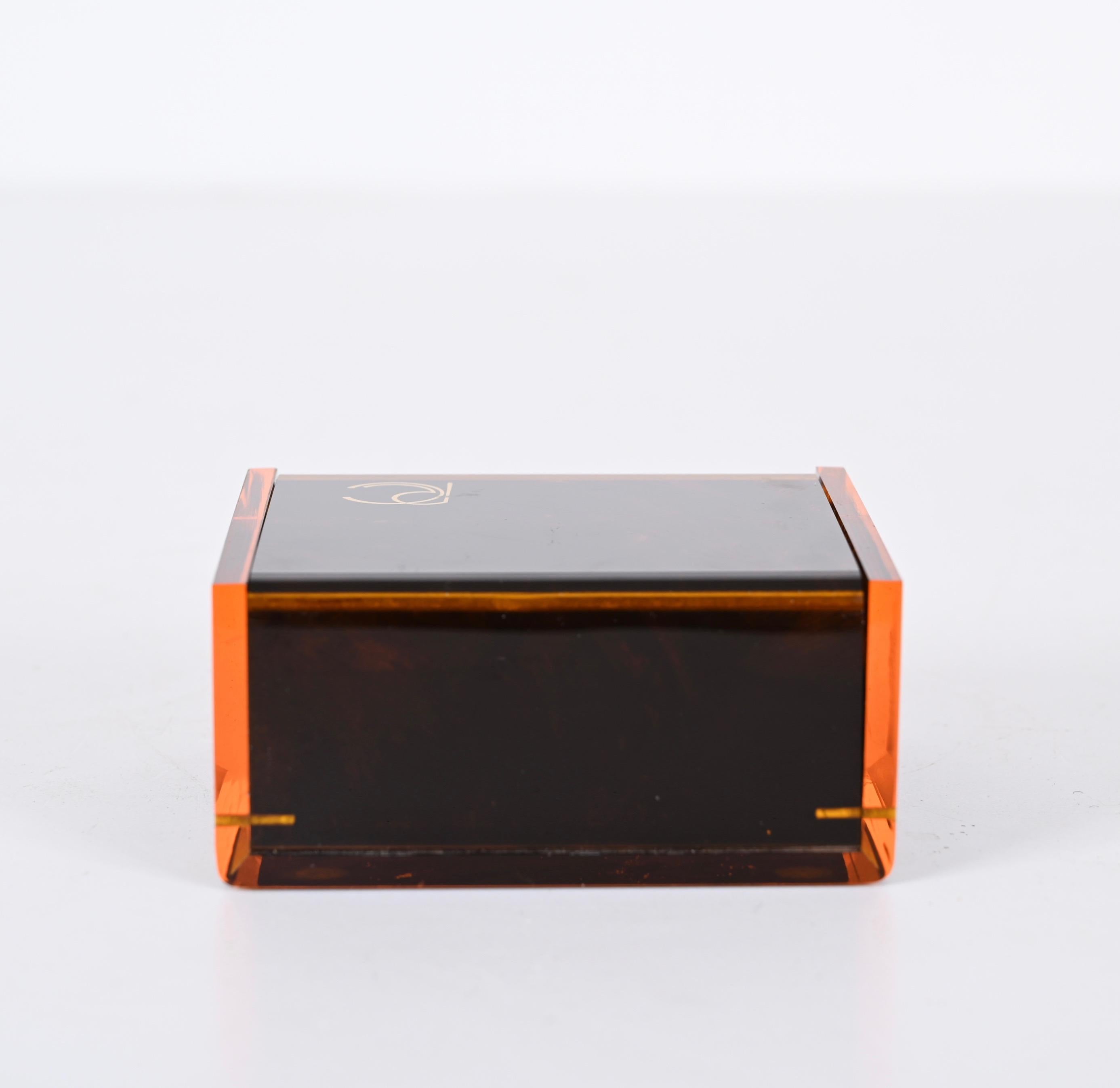 Roberto Cavalli Lucite Jewelry Box with Tortoise Effect, Italy, 1970s For Sale 9