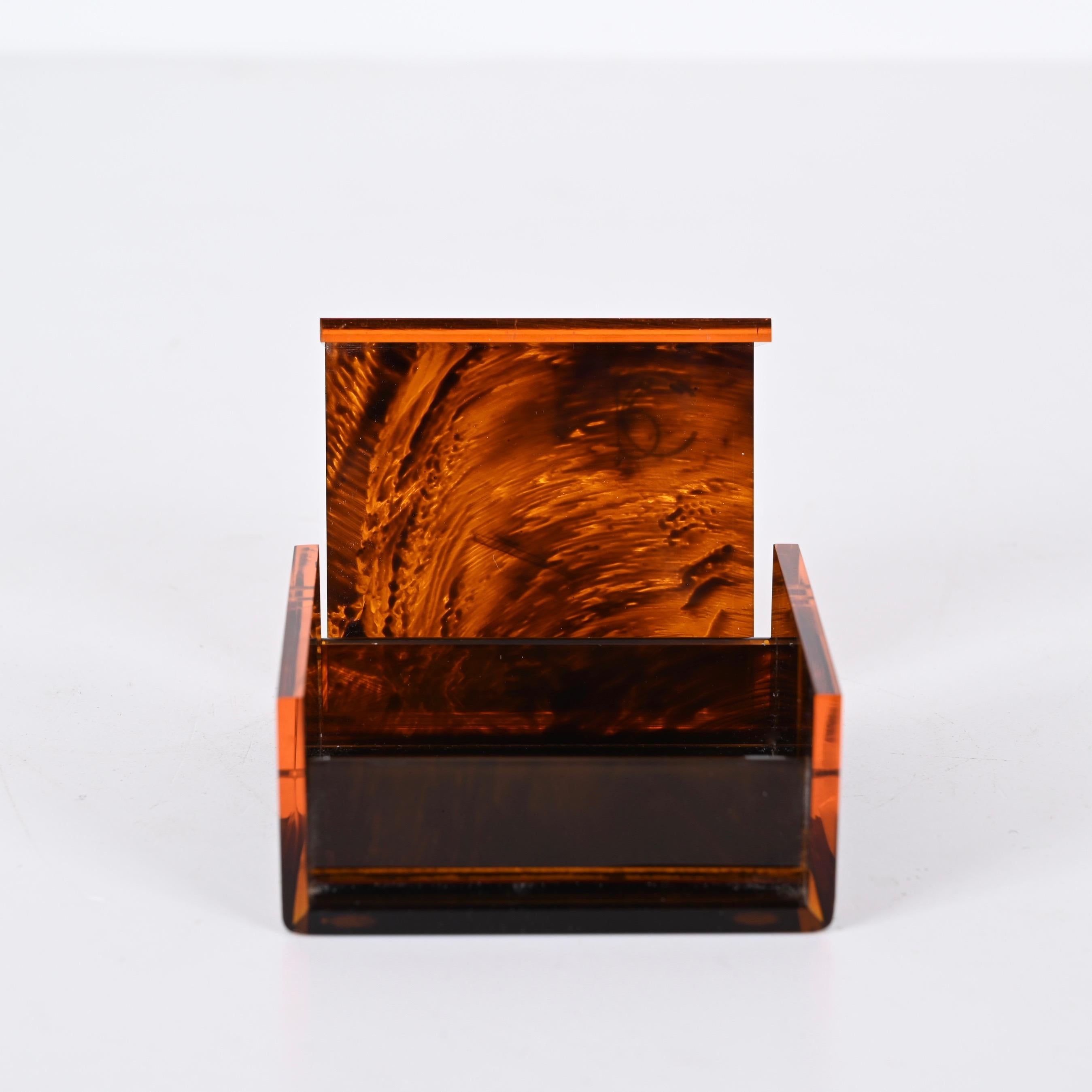 Roberto Cavalli Lucite Jewelry Box with Tortoise Effect, Italy, 1970s For Sale 1