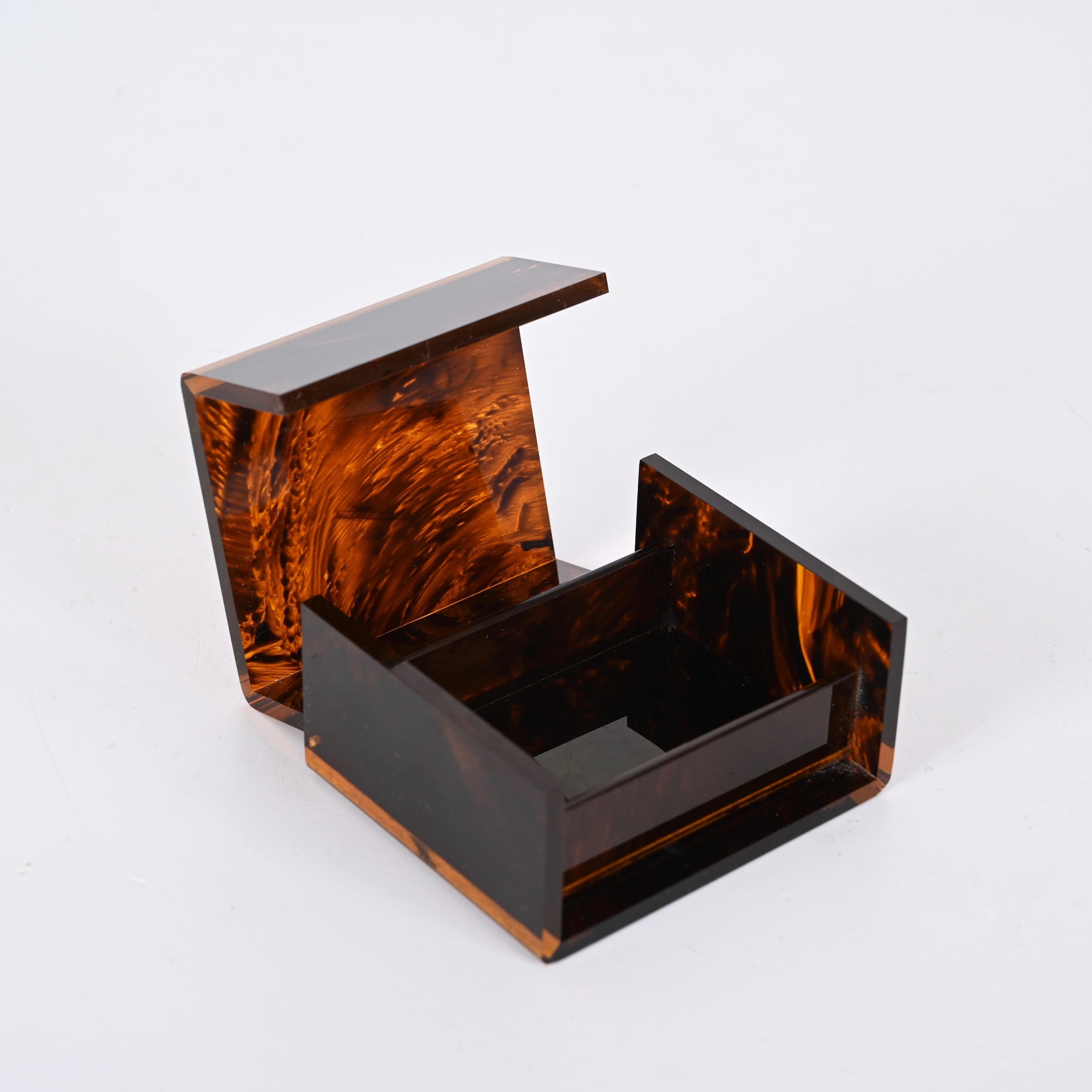 Roberto Cavalli Lucite Jewelry Box with Tortoise Effect, Italy, 1970s For Sale 3