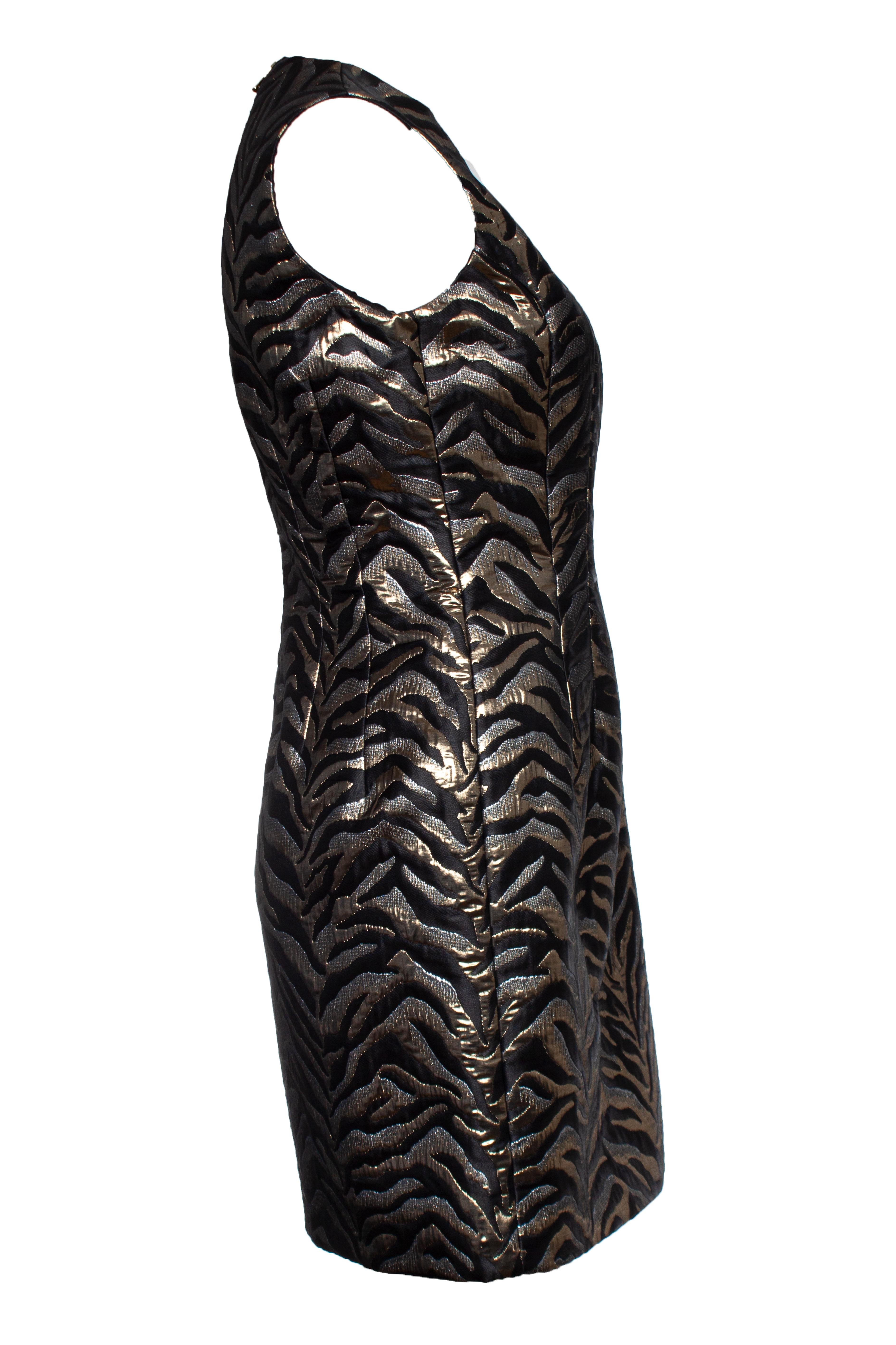 Black Roberto Cavalli, Lurex zebra printed dress For Sale