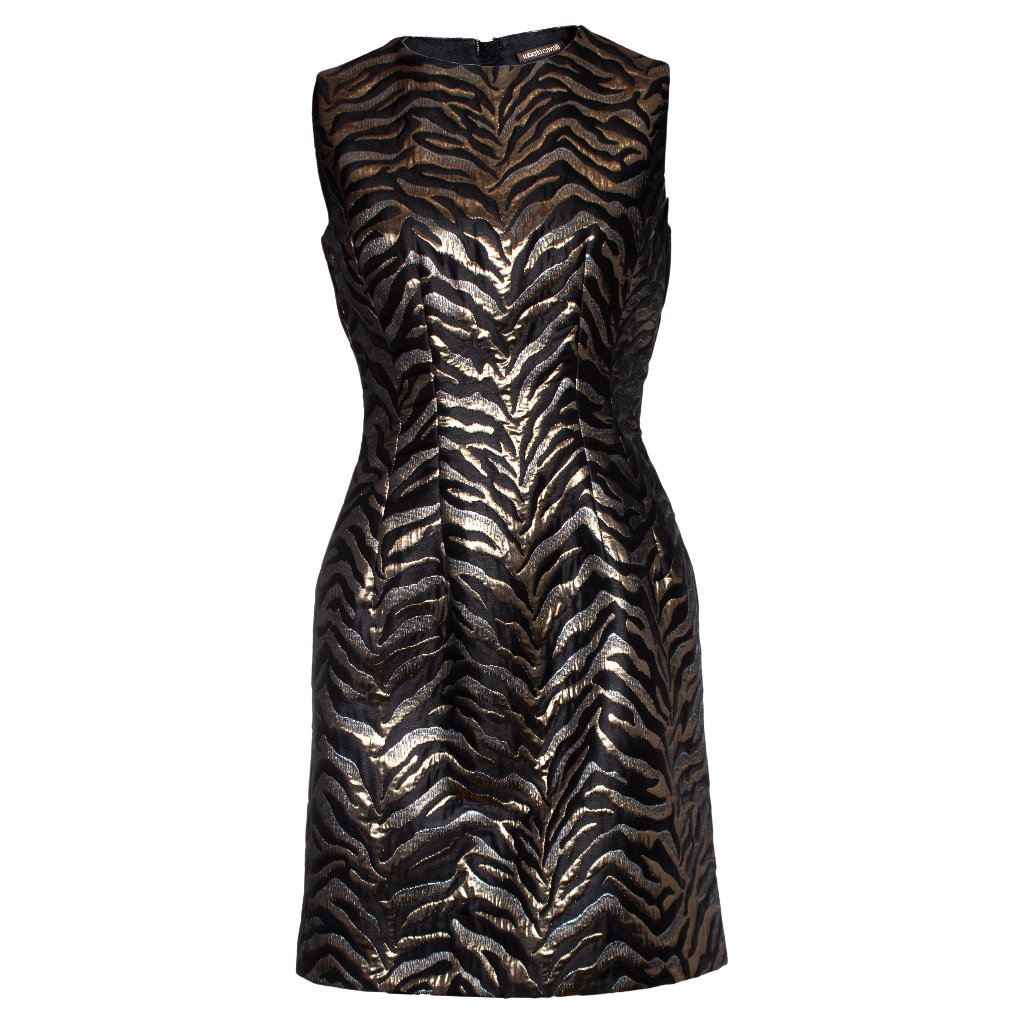 Roberto Cavalli, Lurex zebra printed dress For Sale