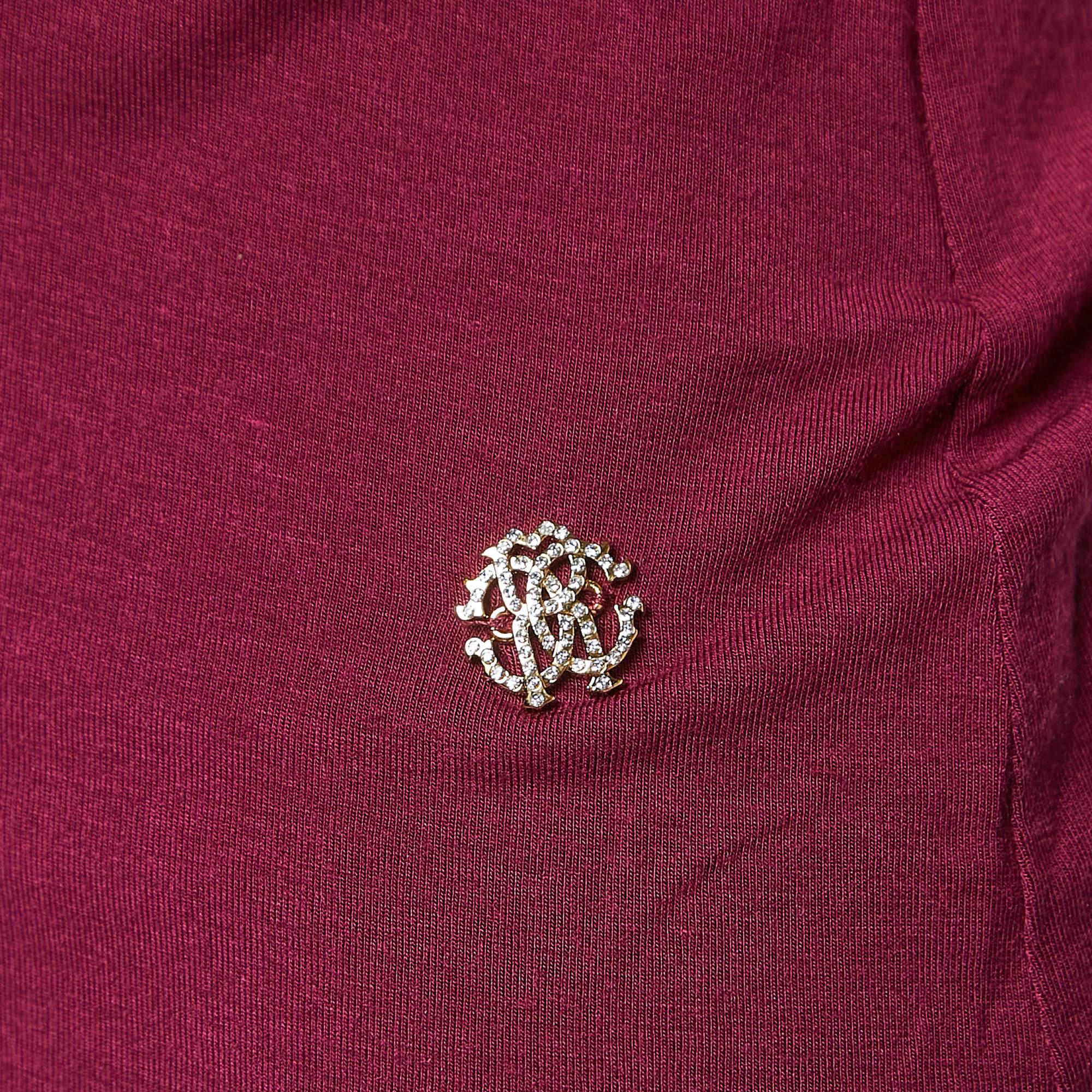 Women's Roberto Cavalli Magenta Pink Knit Bow Detailed Long Sleeve Top S For Sale