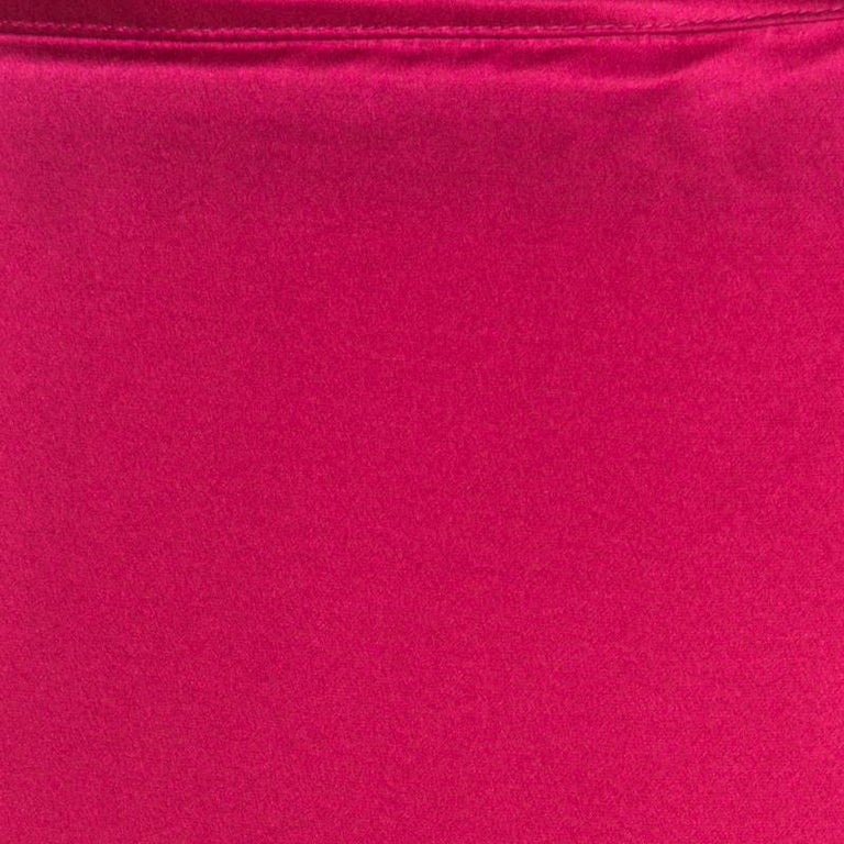 Roberto Cavalli Magenta Pink Silk Satin Flared Maxi Skirt L For Sale at ...