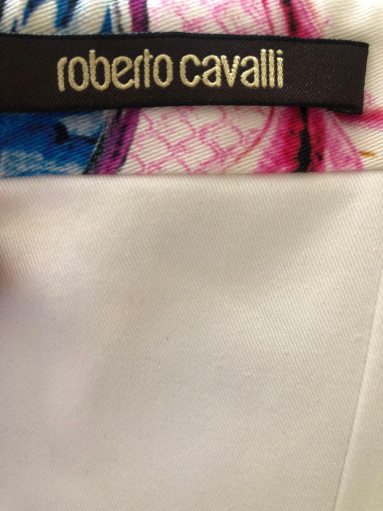 Roberto Cavalli Majolica Pattern Strapless Cotton Dress For Sale at ...