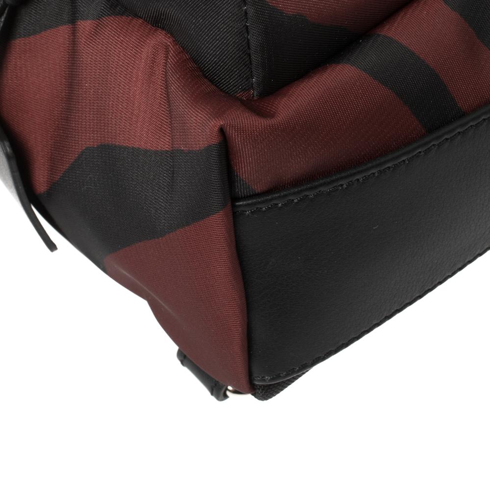 Roberto Cavalli Maroon/Black Zebra Print Fabric and Leather Mini Backpack 1