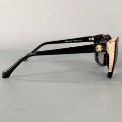 ROBERTO CAVALLI Mekbuda Black Rose Gold Acetate Metal Sunglasses