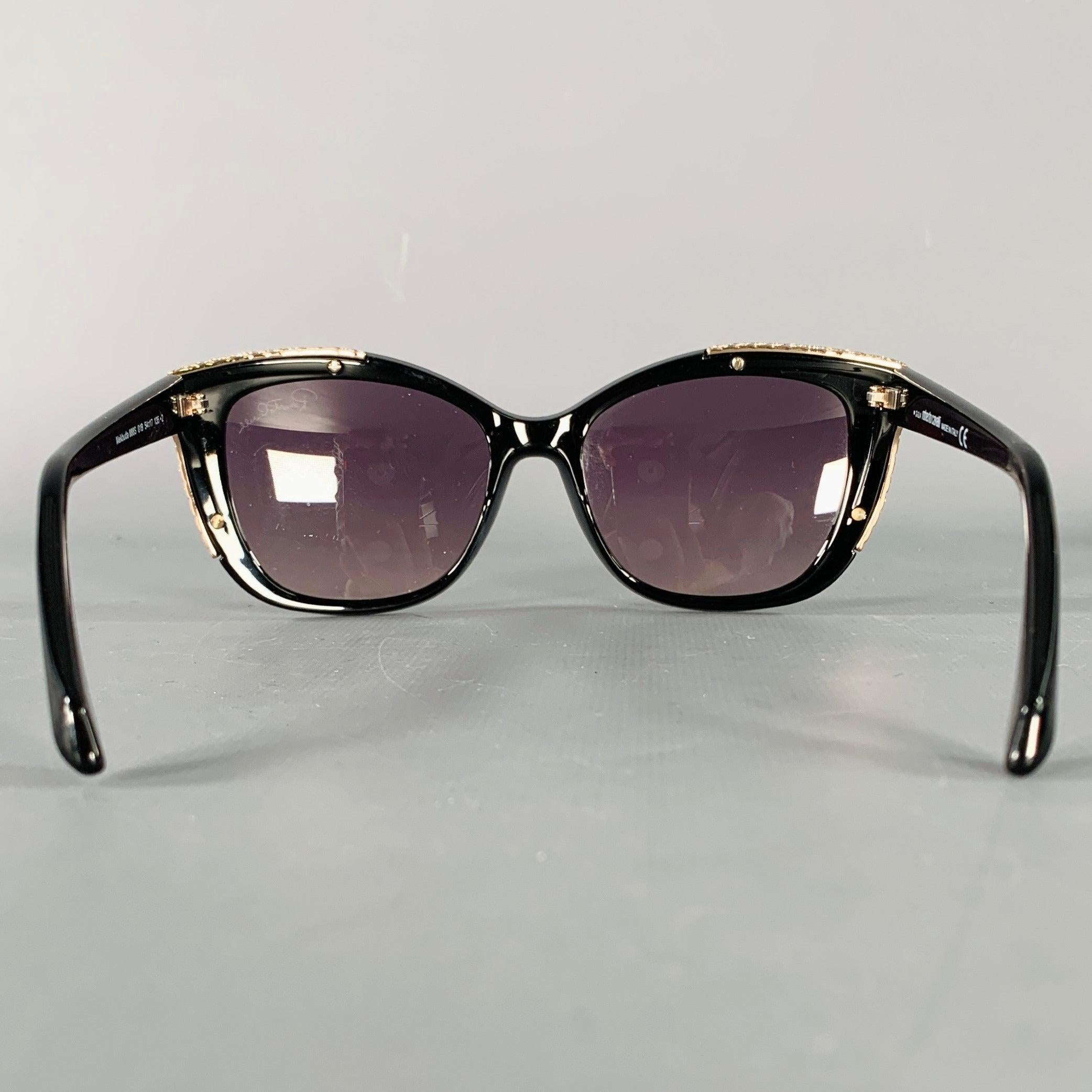 Men's ROBERTO CAVALLI Mekbuda Black Rose Gold Acetate Metal Sunglasses For Sale