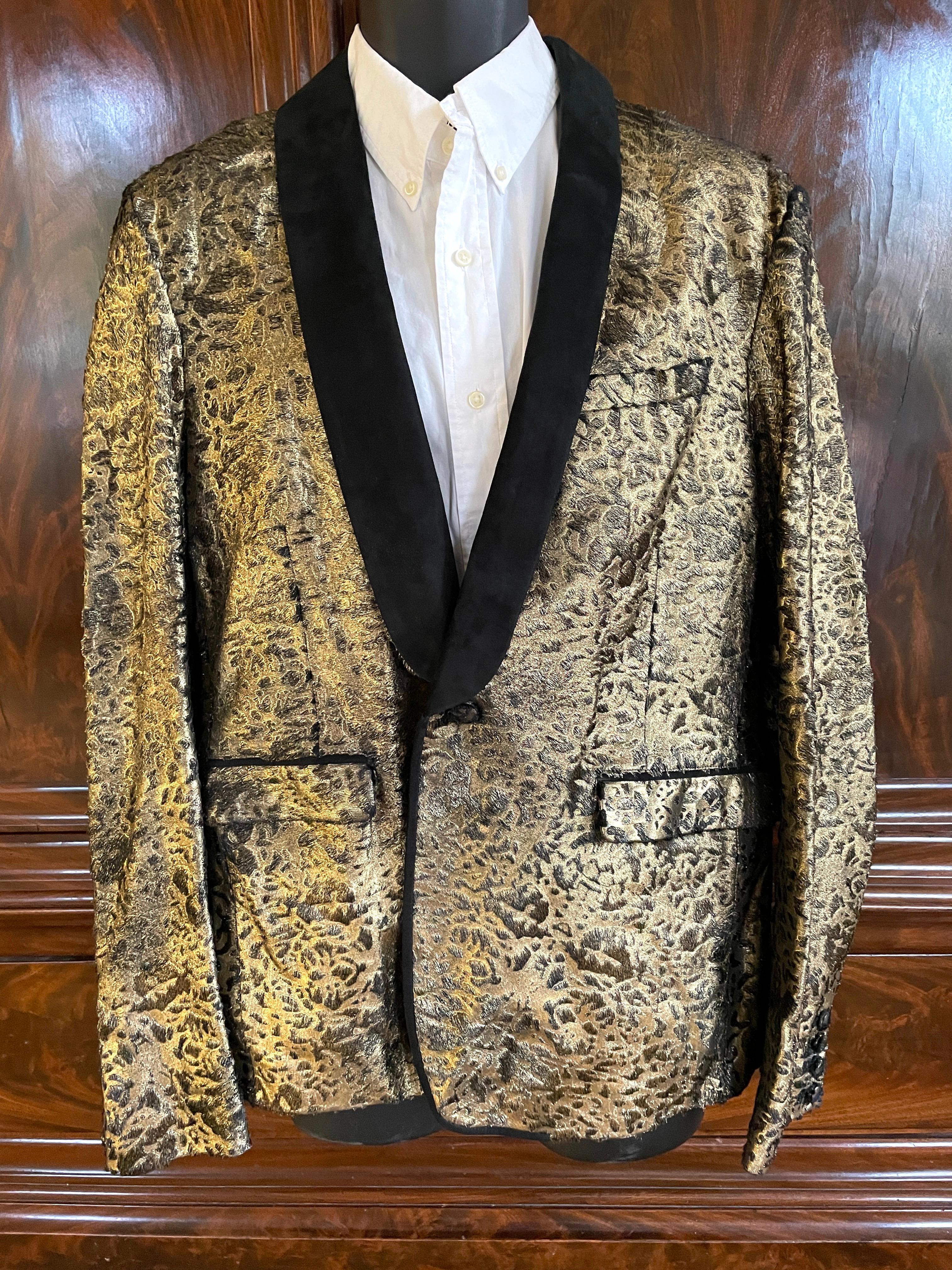 Brown Roberto Cavalli Mens Gold Ponyskin Leather Jacket w Suede Lapels NWT $7775 For Sale