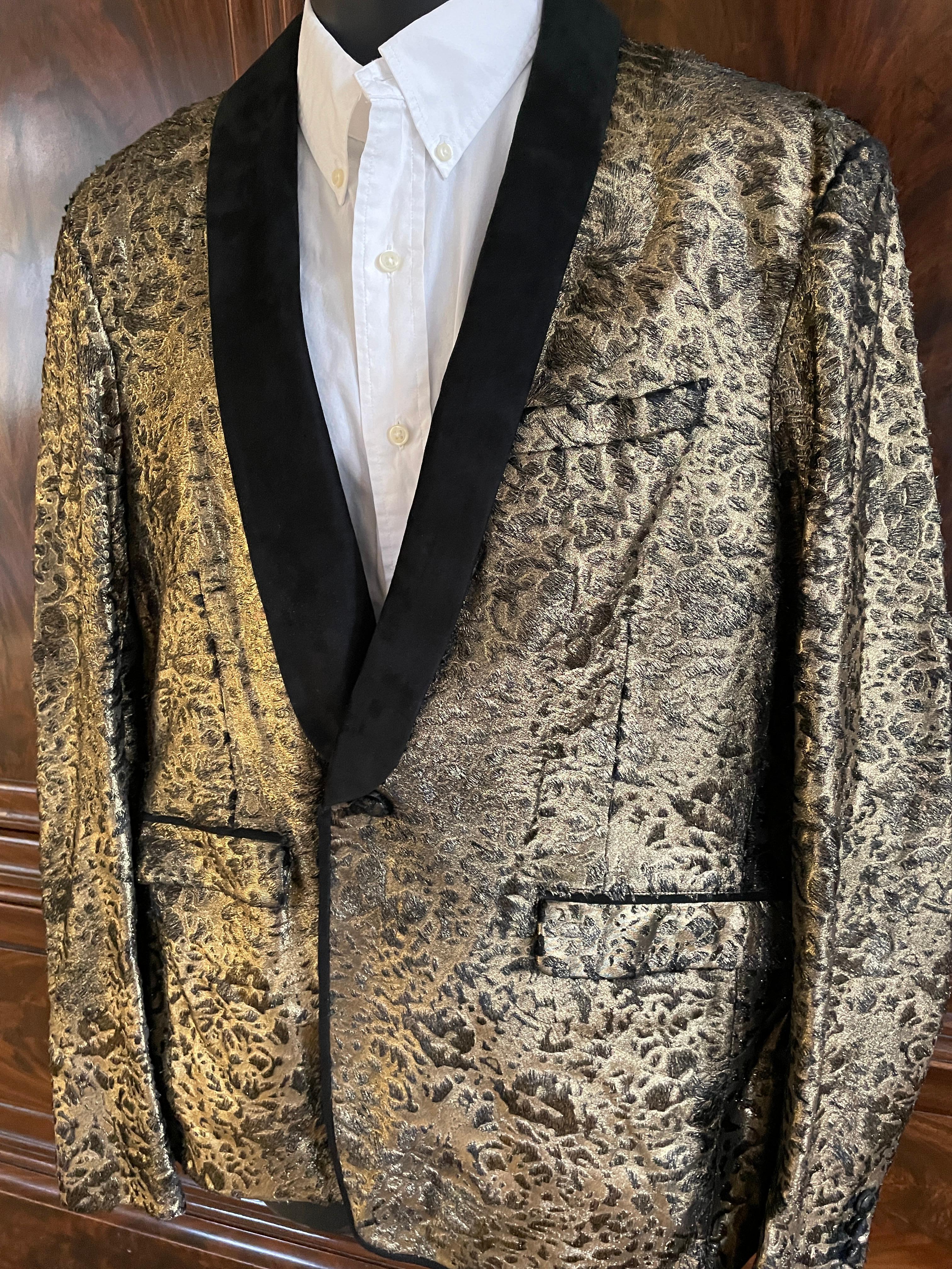 Roberto Cavalli Mens Gold Ponyskin Leather Jacket w Suede Lapels NWT $7775 In New Condition For Sale In Cloverdale, CA