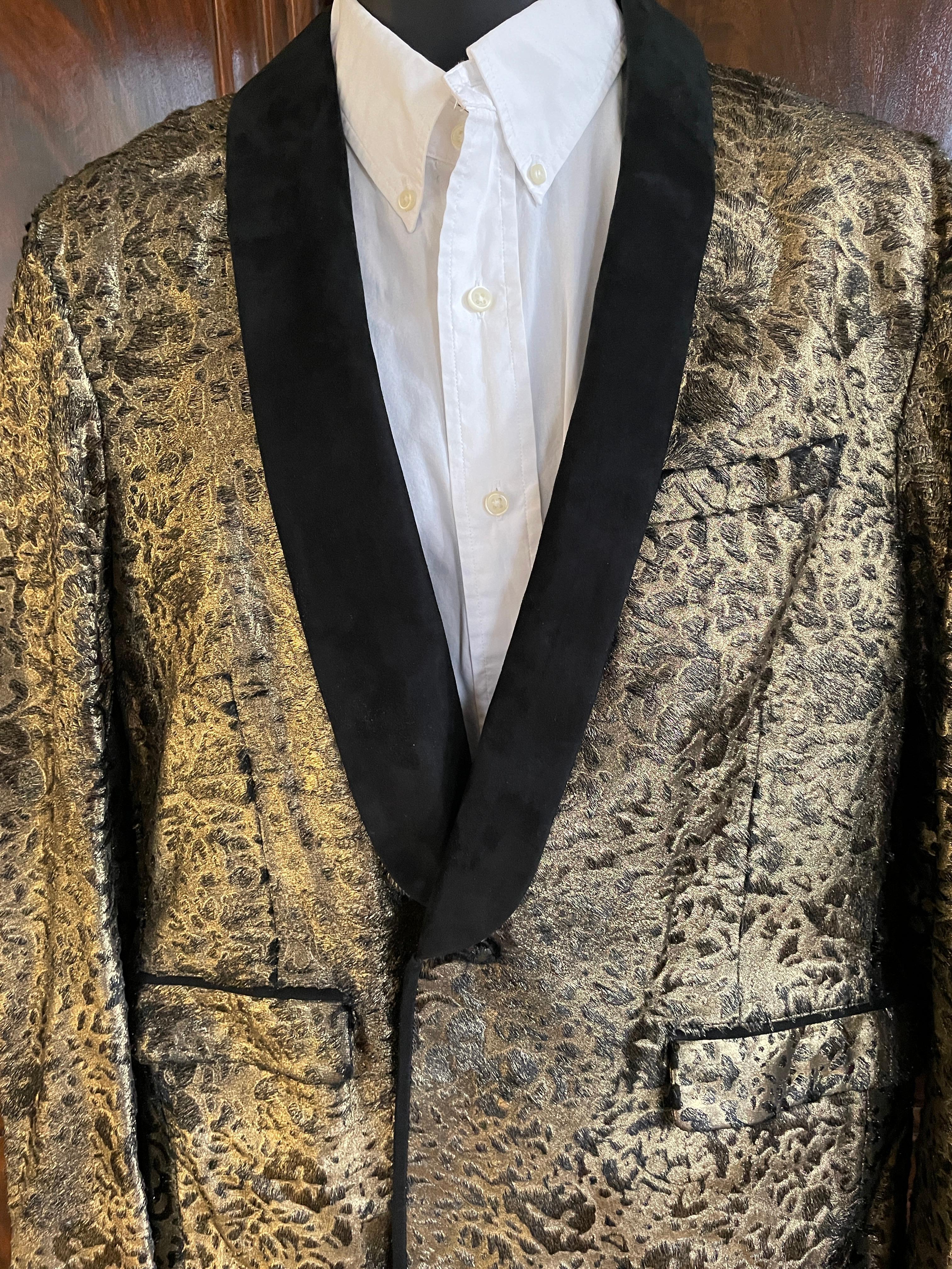 Men's Roberto Cavalli Mens Gold Ponyskin Leather Jacket w Suede Lapels NWT $7775 For Sale