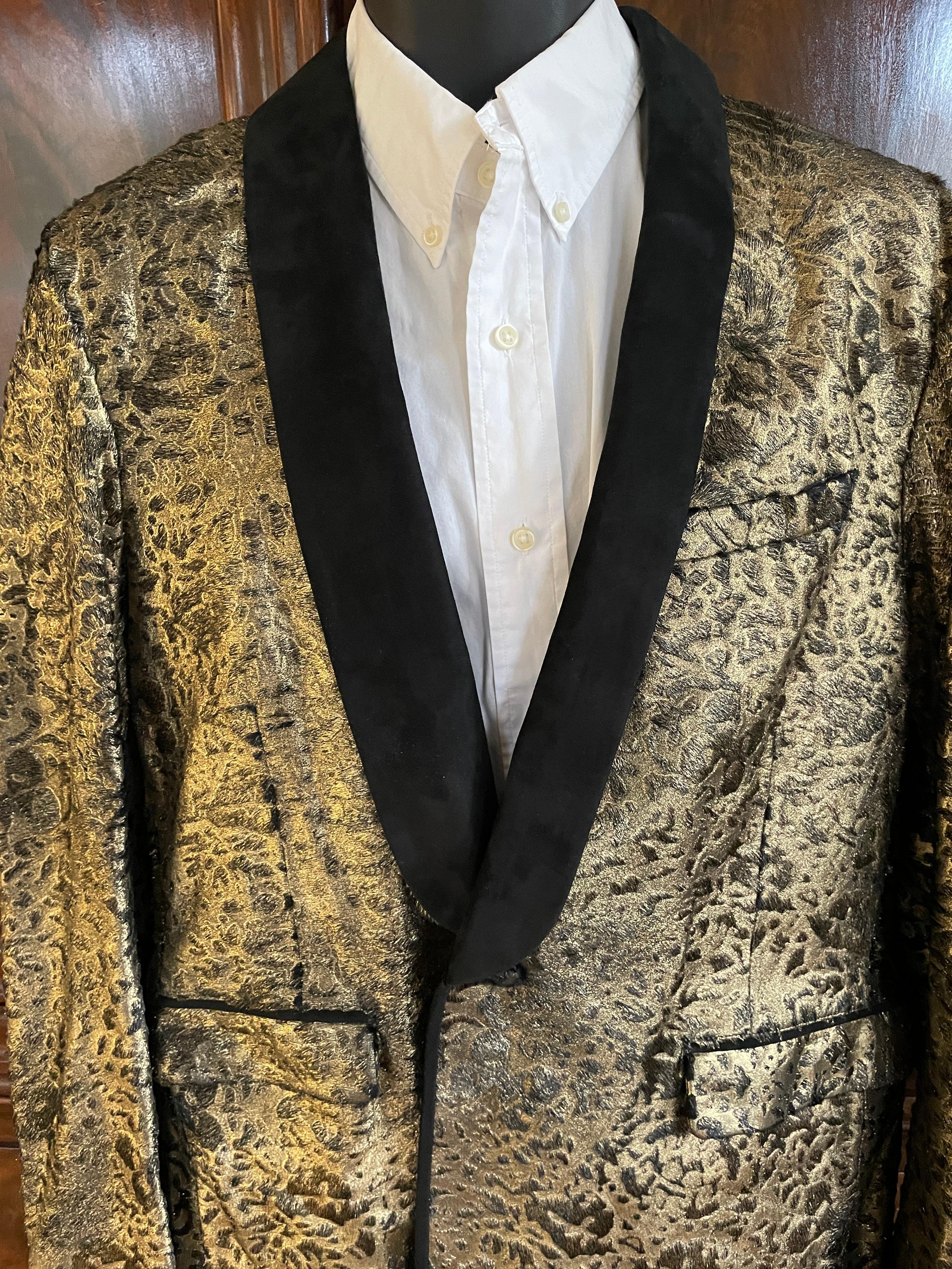 Roberto Cavalli Mens Gold Ponyskin Leather Jacket w Suede Lapels NWT $7775 For Sale 2