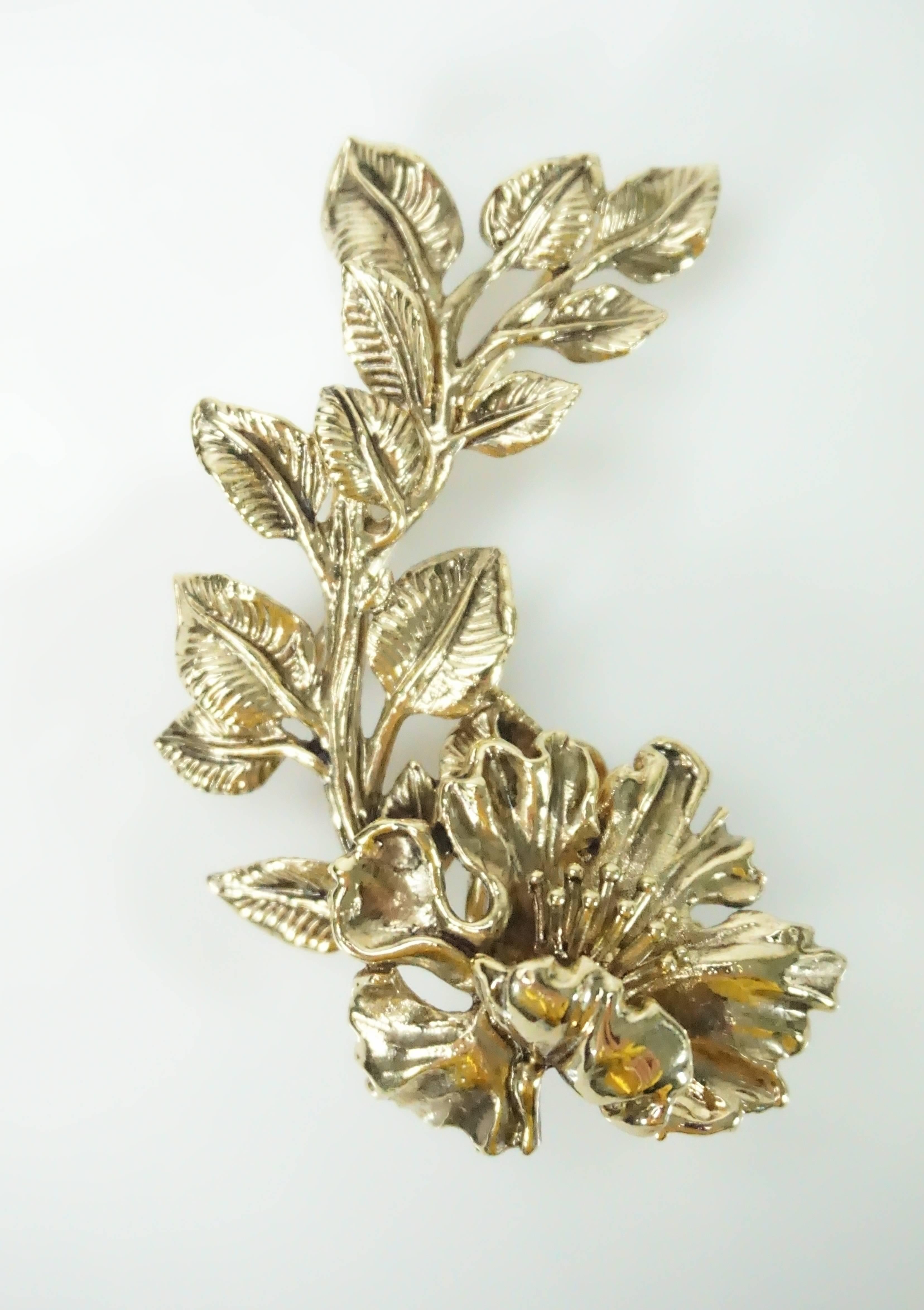 Roberto Cavalli Metallic Flower Cuff Earrings In Excellent Condition In West Palm Beach, FL