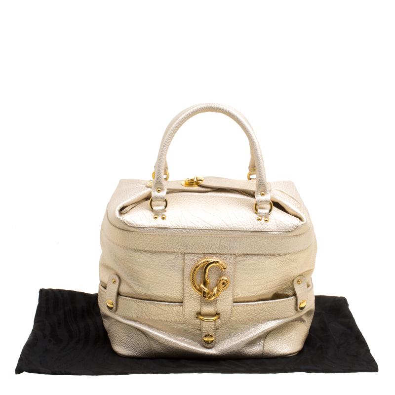 Roberto Cavalli Metallic Light Gold Leather Tote 4