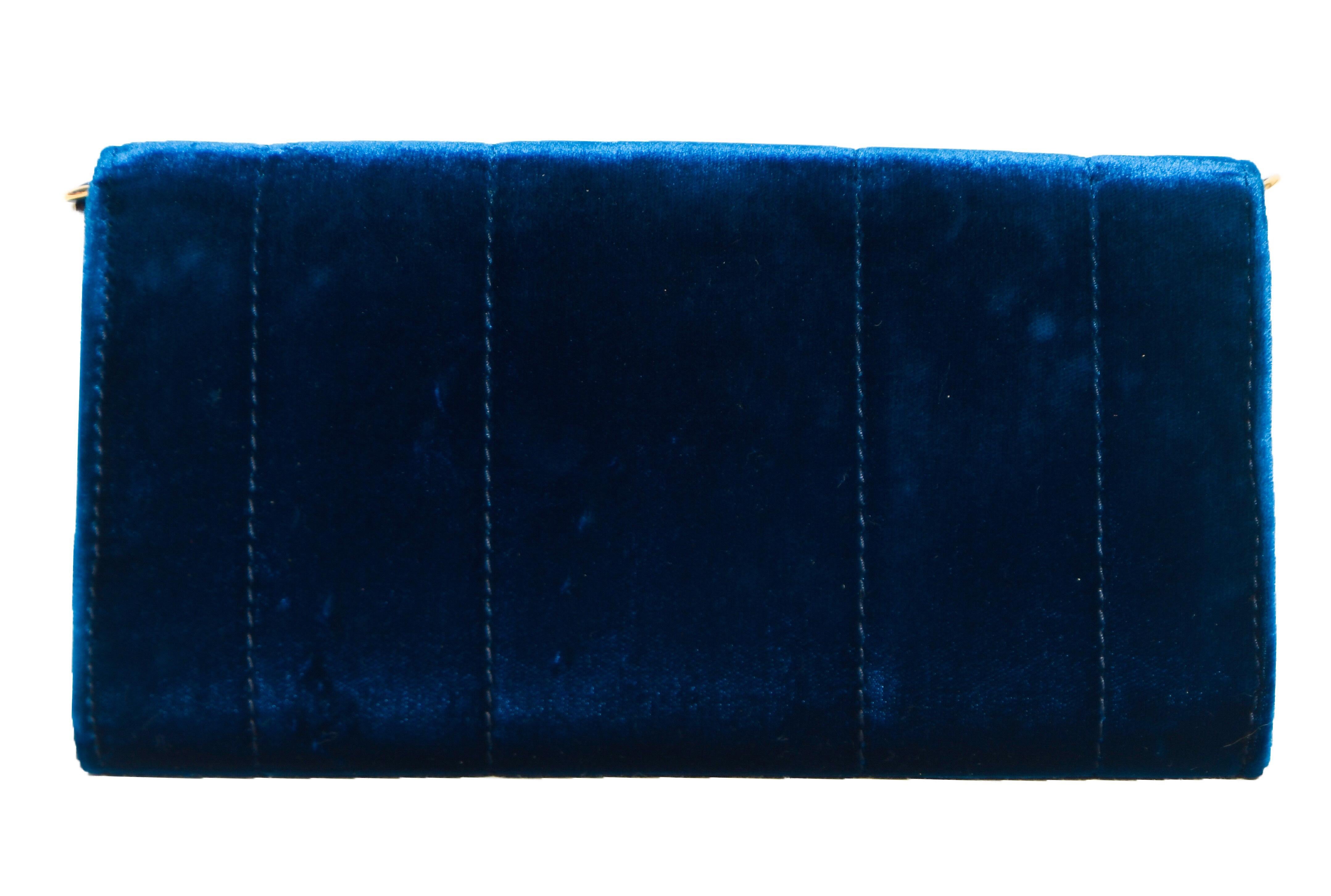 Roberto Cavalli Midnight Blue Velvet Pochette Clutch Bag 1