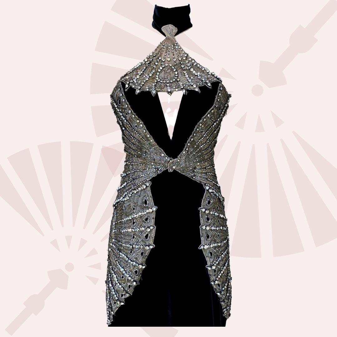 Roberto Cavalli Midnight Blue Velvet Swarovski Crystal Dress F/W 2006 Size 40IT In Good Condition In Saint Petersburg, FL
