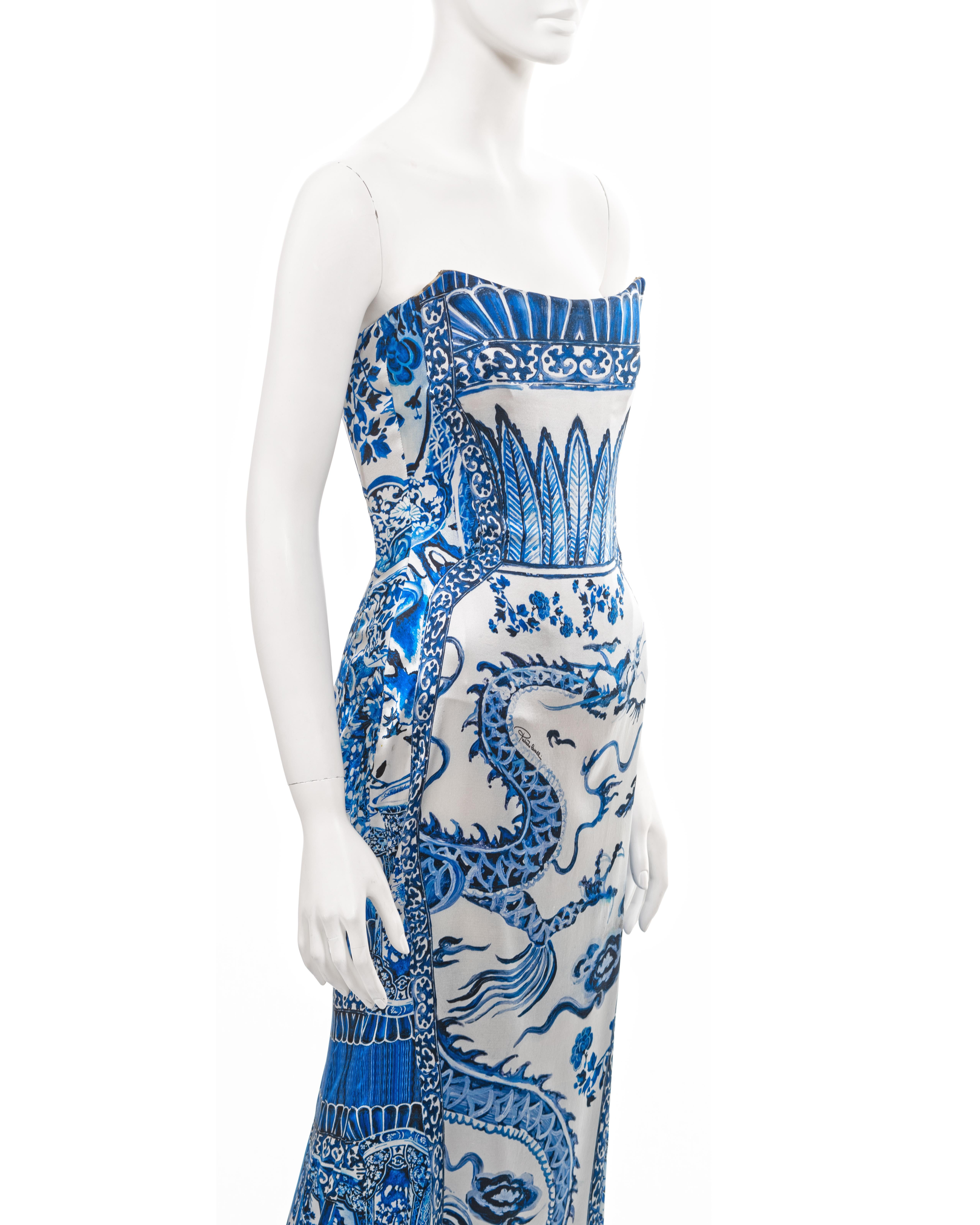 Roberto Cavalli ming porcelain printed silk corseted evening dress, fw 2005 3
