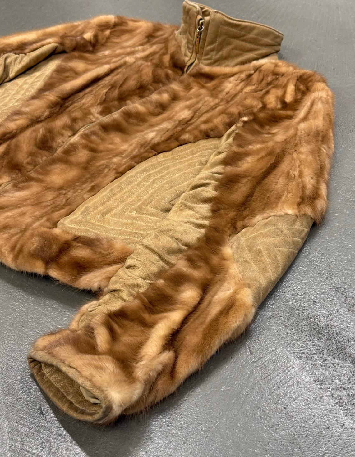 Roberto Cavalli Nerzfell-Lederjacke im Angebot 1