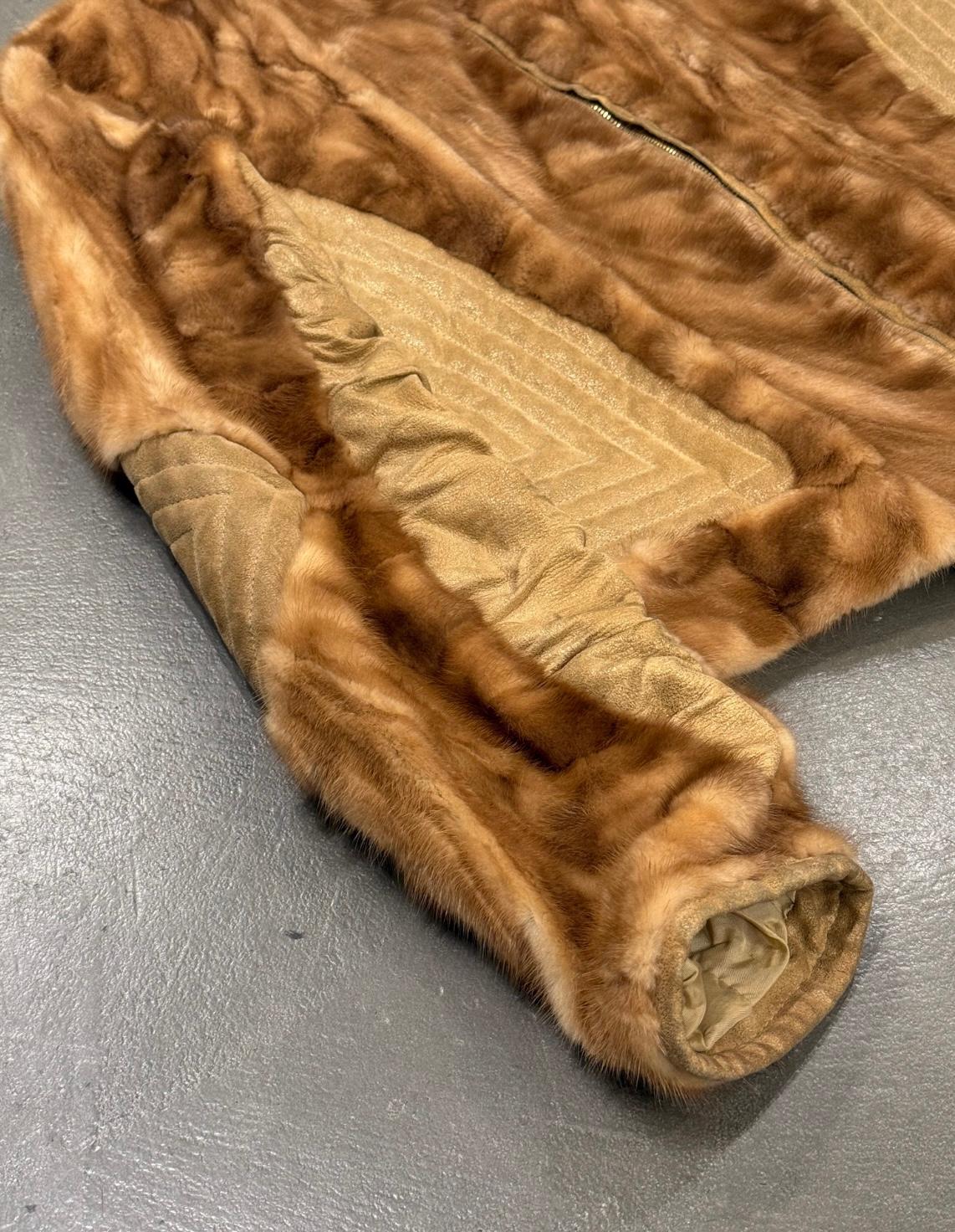 Roberto Cavalli Nerzfell-Lederjacke im Angebot 2